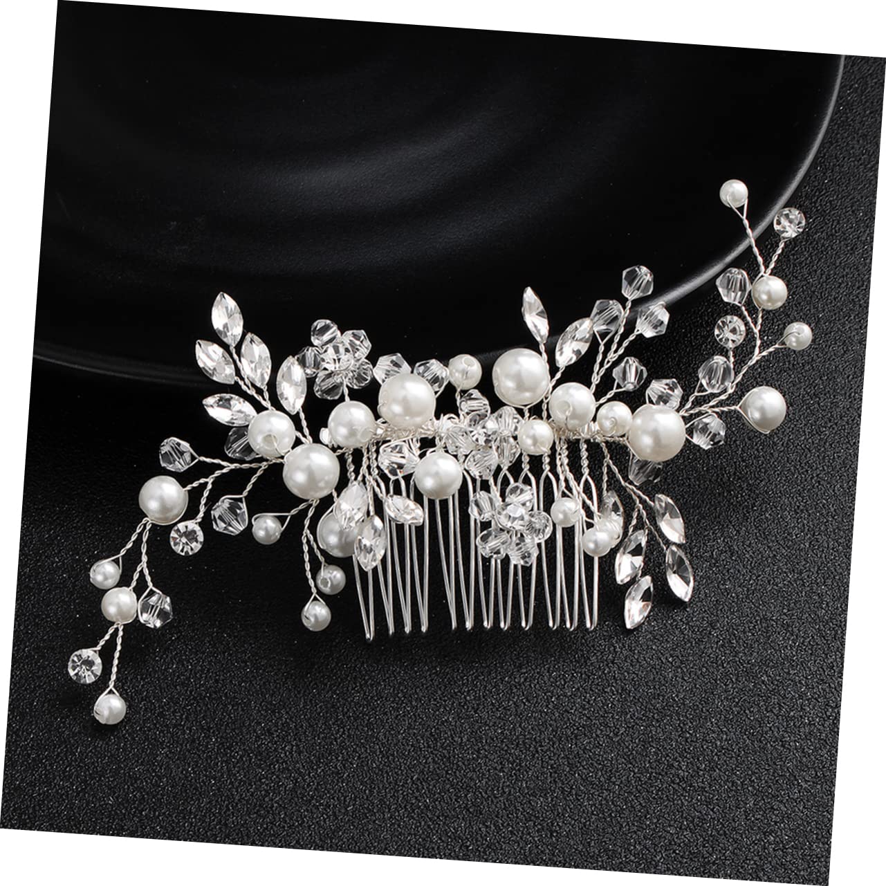 Elegant Bride Pearl Hair Comb - Rhinestone Bridal Headdress for Weddings