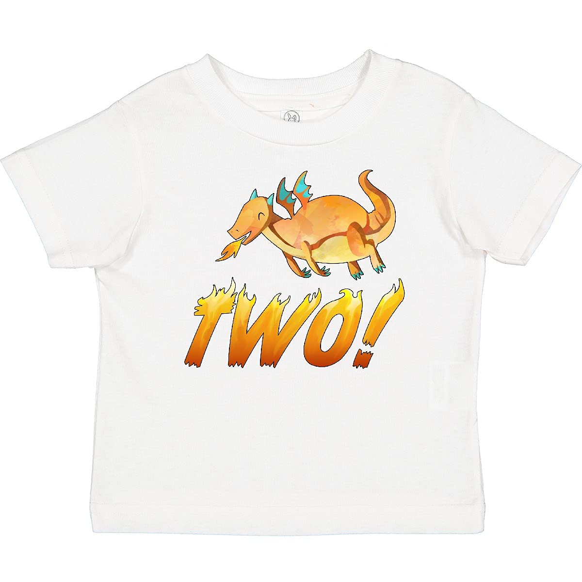 inktastic 2 Second Birthday Orange Dragon Breathing Fire Baby T-Shirt - Perfect for Birthday Parties & Toddler Photo Shoots