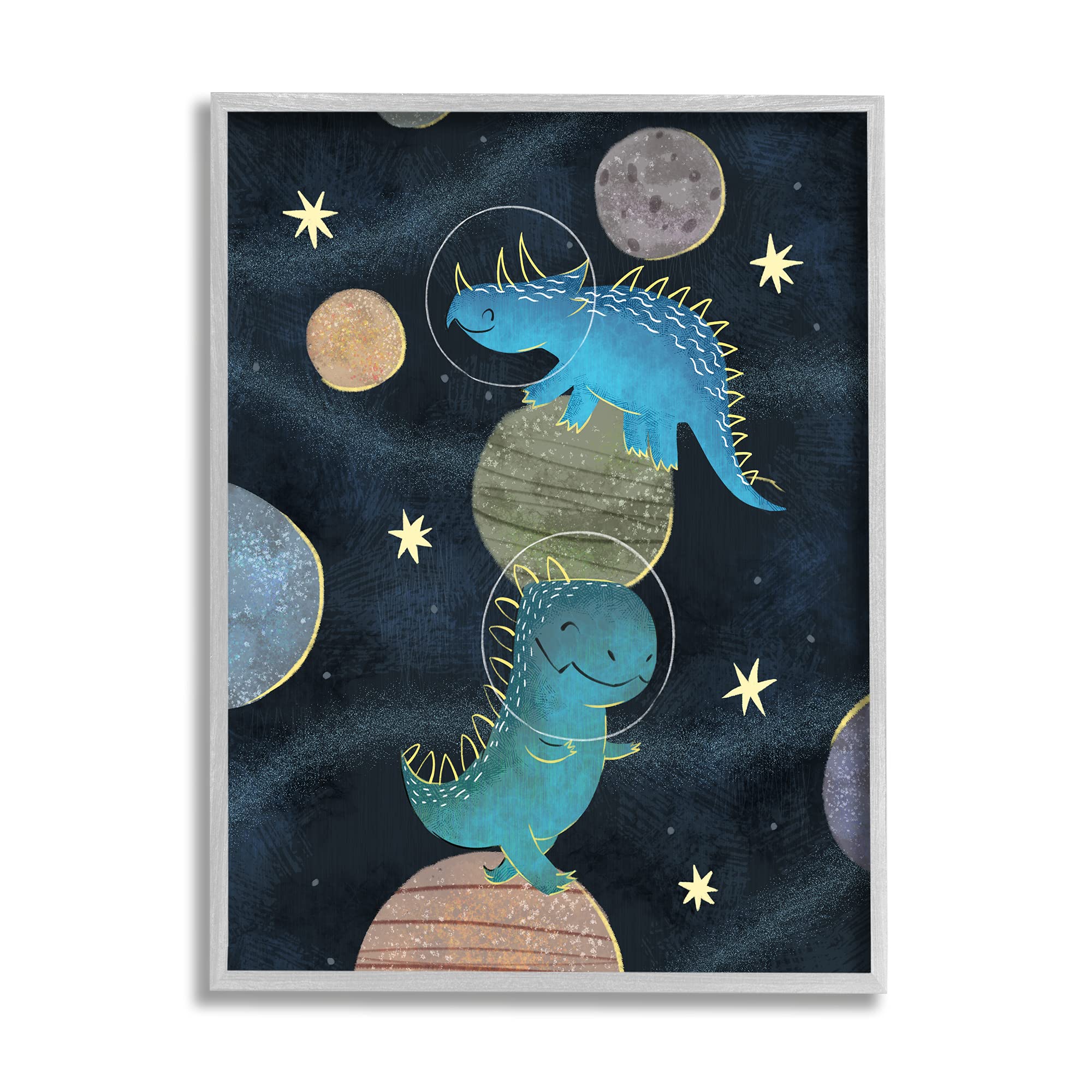 Stupell Industries Galactic Dinosaur Astronauts Outer Space Planets Wall Art - 24
