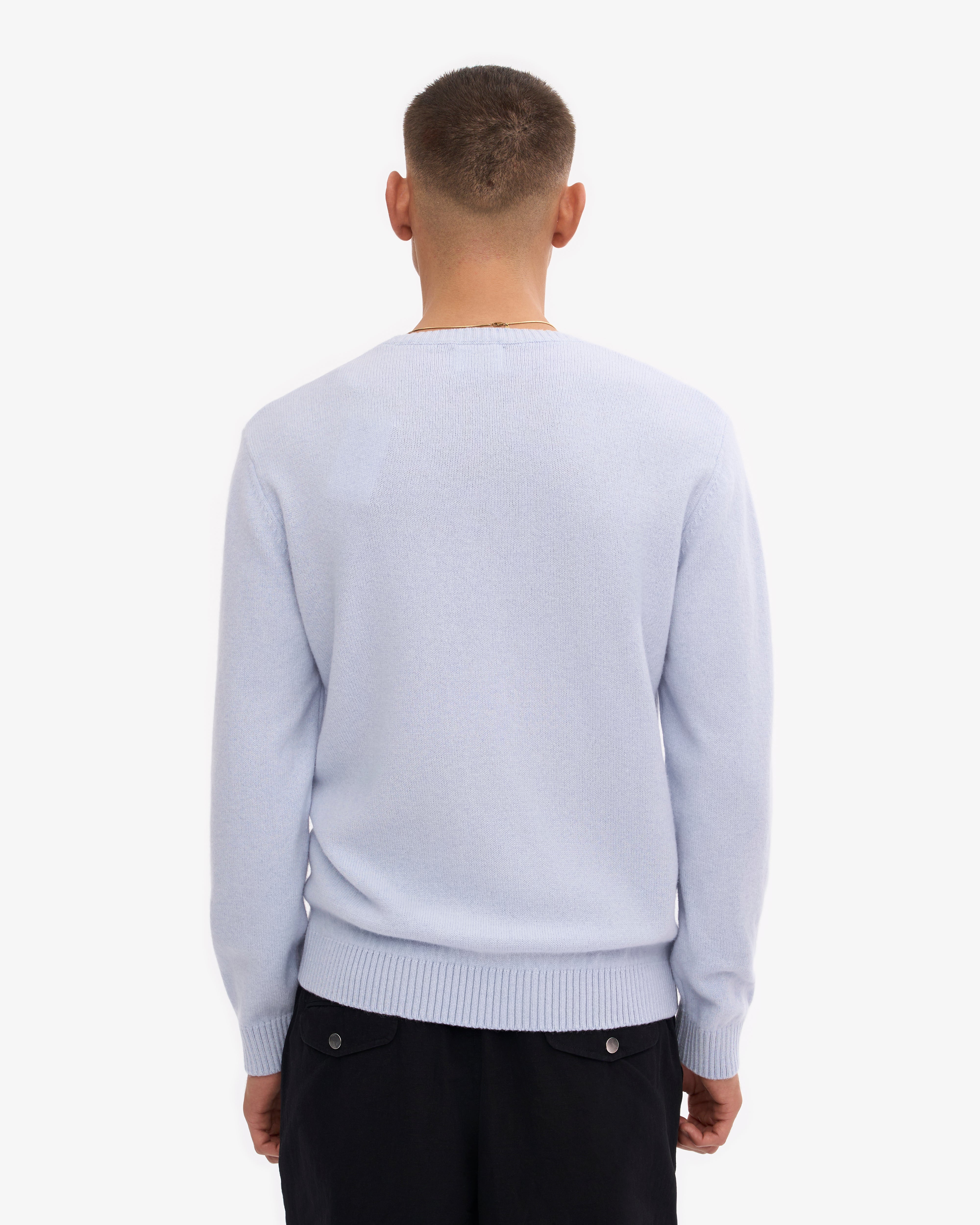 Classic Merino Wool Crew Neck Sweater for Men - Soft Polar Blue Winter Pullover - Perfect for Casual Wear, Office & Outdoor Activities