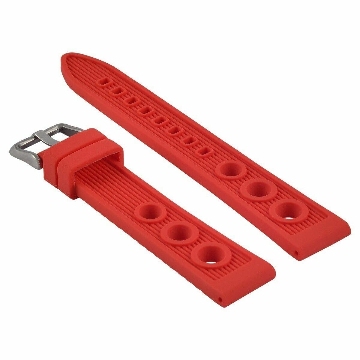 **18mm Rubber Diver Watch Band Strap Compatible with Breitling Chronomat A13035 Avenger Red - Durable Replacement Strap for Water Sports & Outdoor Adventures**