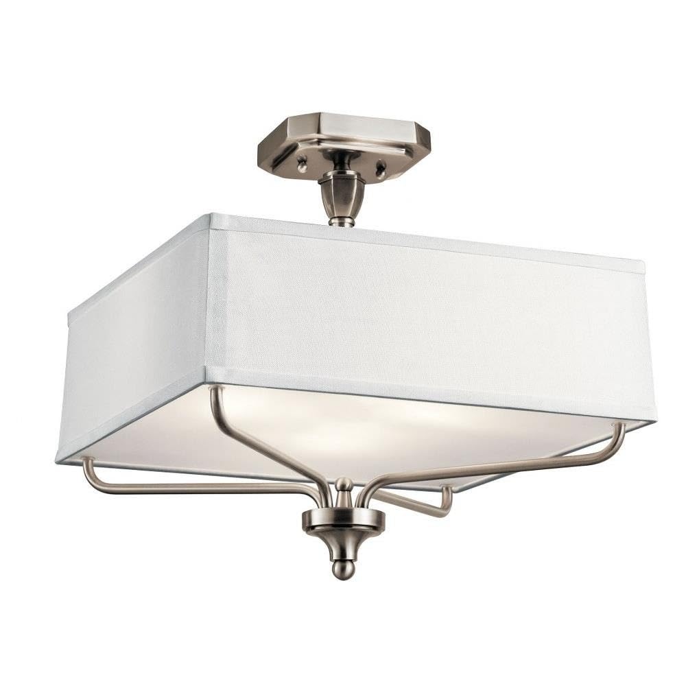 Kichler 43309CLP 3-Light Semi Flush Mount Ceiling Light Fixture - Modern Lighting for Bedroom, Hallway & Entryway