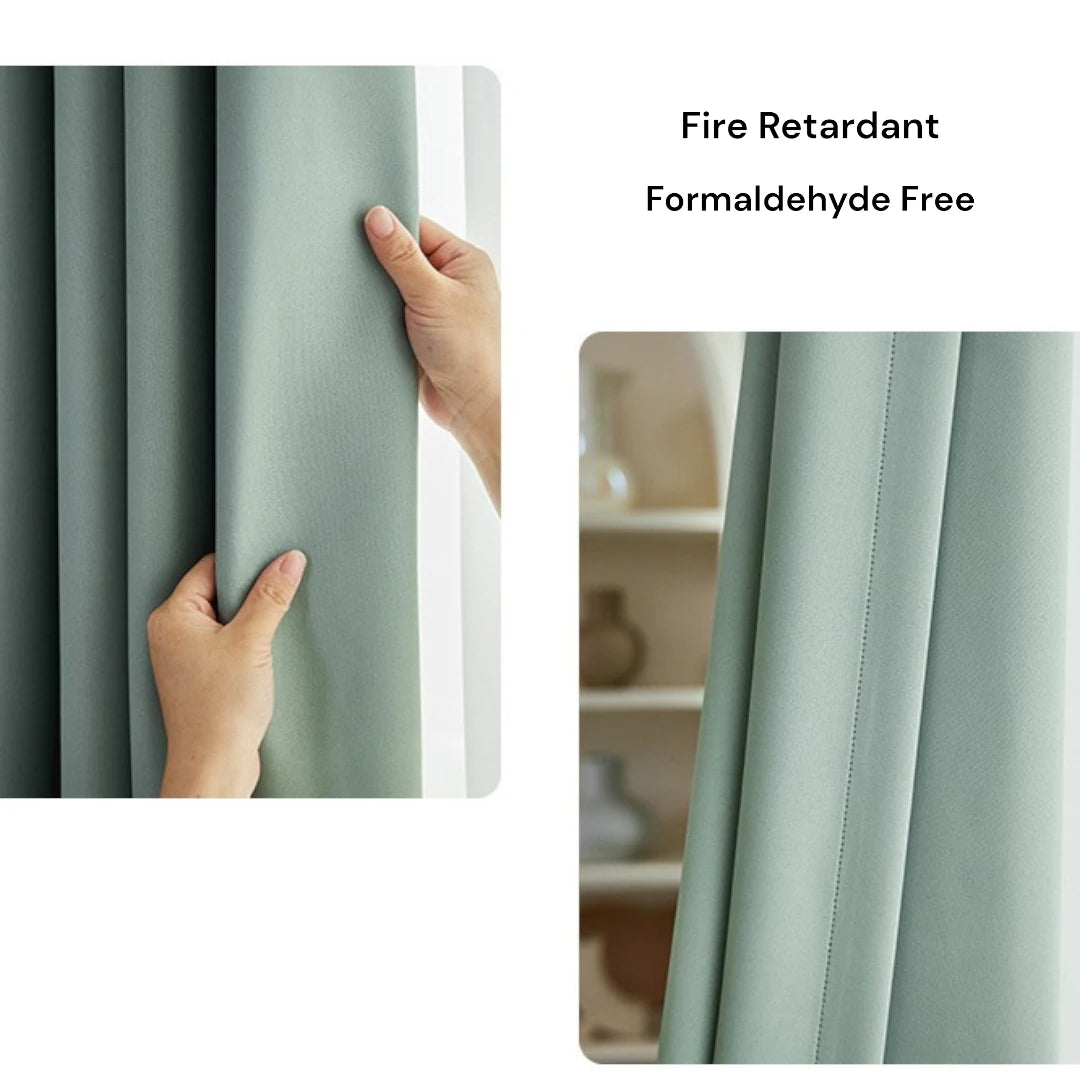 Veda Polyester Fire Retardant Blackout Grommet Curtains - Thermal Insulated Window Drapes for Bedroom, Living Room & Office (Custom Size Available)