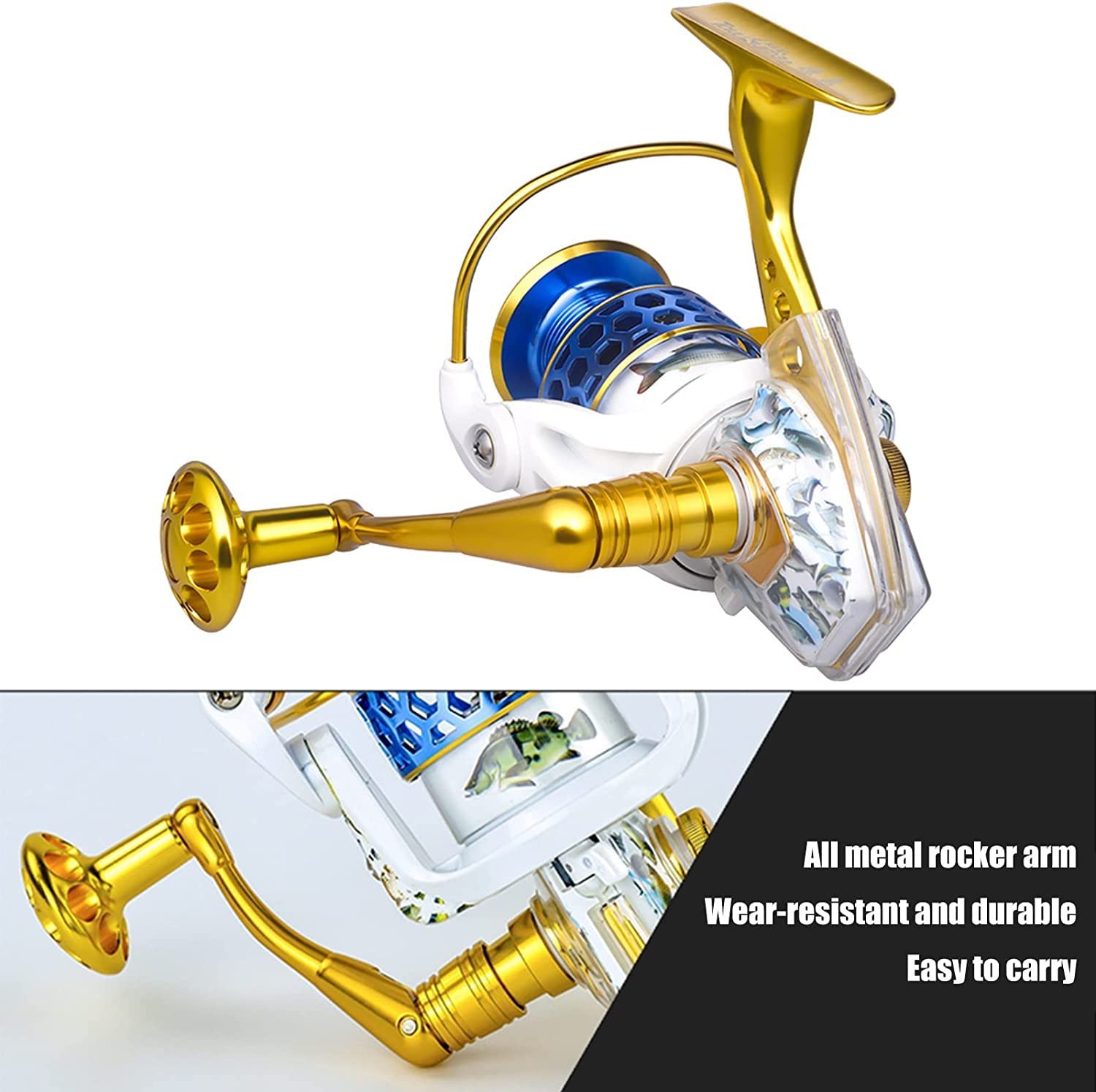 **AVLUZ Lightweight Full Metal Spinning Fishing Reel – 14+1 BB Ultra Smooth, Saltwater & Freshwater Fishing Gear – Perfect for Surf, Pier, and Boat Fishing (Size 6000)**