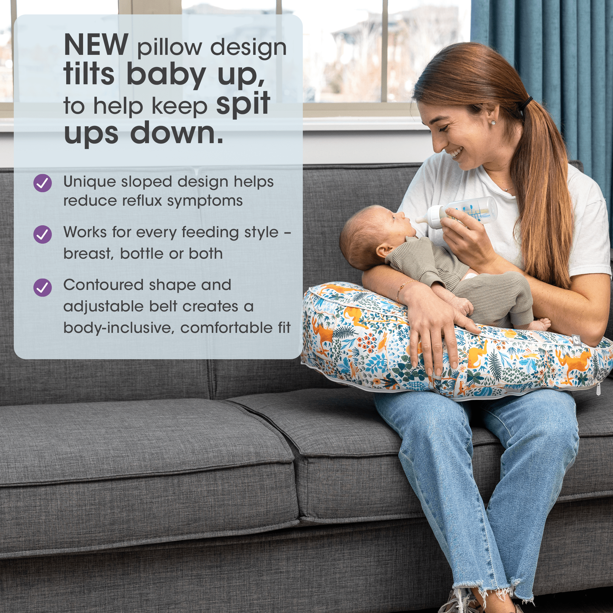 Boppy Uplift™ Nursing Pillow - Comfortable Breastfeeding Support for New Moms - Perfect for Nursing, Bottle Feeding & Tummy Time