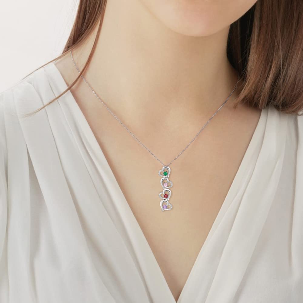 Personalized Heart Birthstone Necklace for Mom - Custom Name Mother's Day Gift for Women, Grandma & Special Occasions | Elegant Jewelry for Anniversaries, Birthdays & Valentine's Day