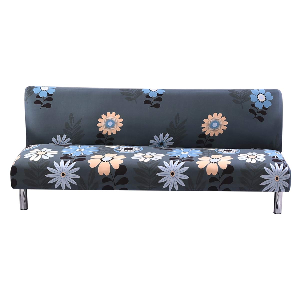 Stretchable Elastic Washable Armless Futon Slipcover - MIFXIN Sofa Bed Cover for Living Room, Kids & Pets - Dark Blue Furniture Protector for Folding Couches | Perfect for Home Decor, Guest Beds & Pet-Friendly Spaces