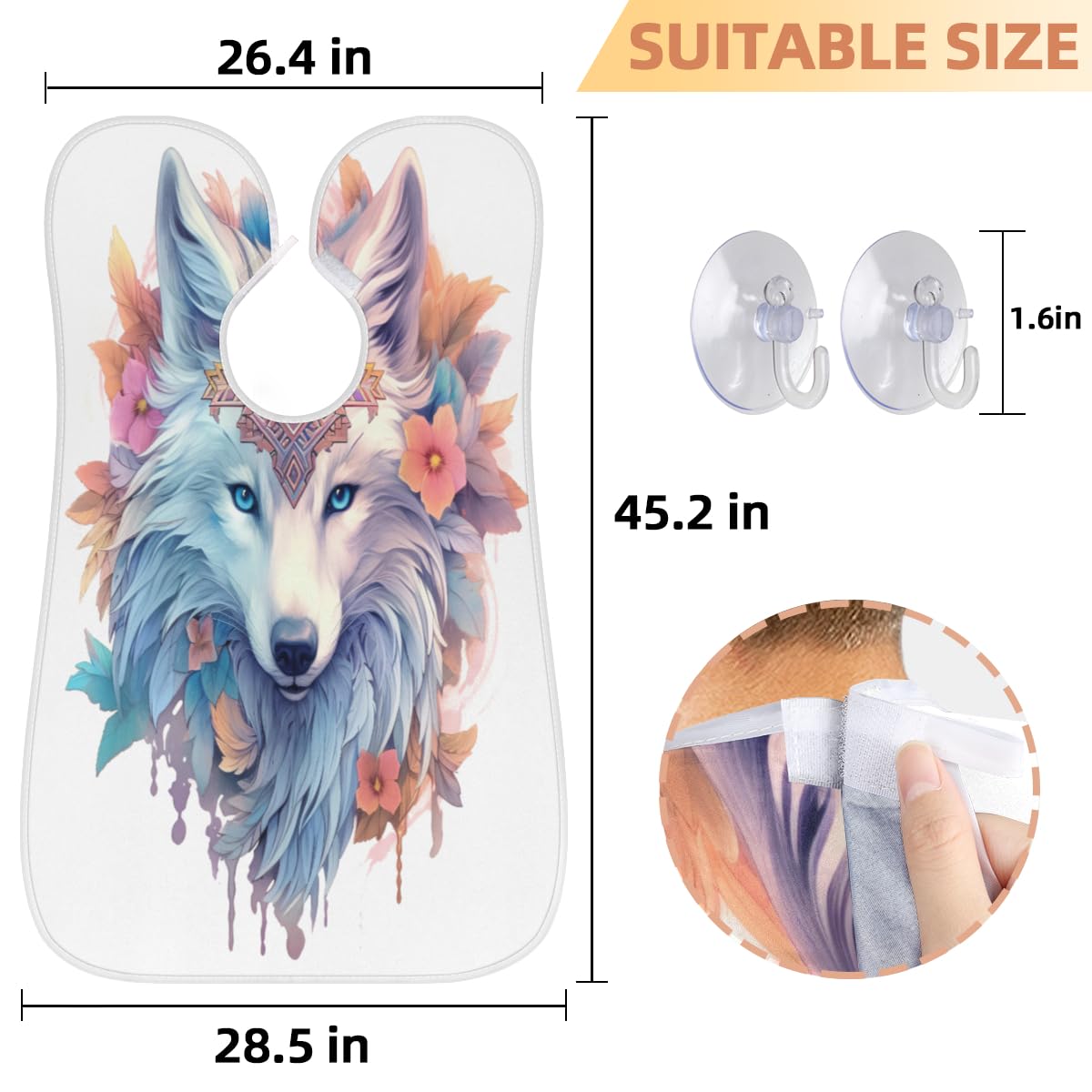 Men's Wolf Pattern Beard Shaving Bib - Waterproof Barber Apron for Hair Dye & Makeup - Sink Hair Catcher for Beard Trimming & Lineup - Perfect Gift for Barbers & Stylists (Great for Home Grooming & Salon Use)
