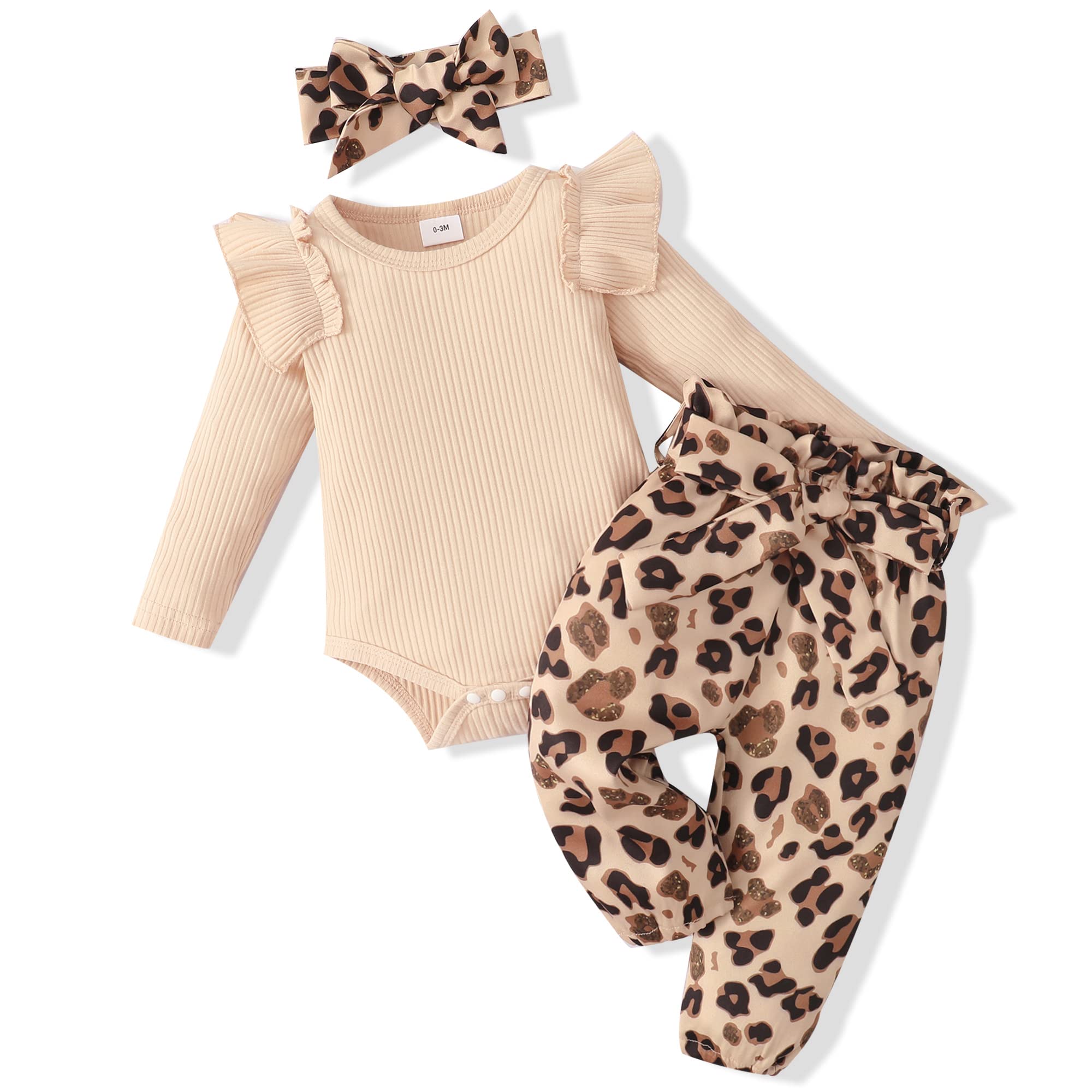 Renotemy Newborn Baby Girl Clothes Set - Floral Ruffle Romper & Pants Outfit for Infant Girls | Perfect for Photoshoots, Parties & Special Occasions