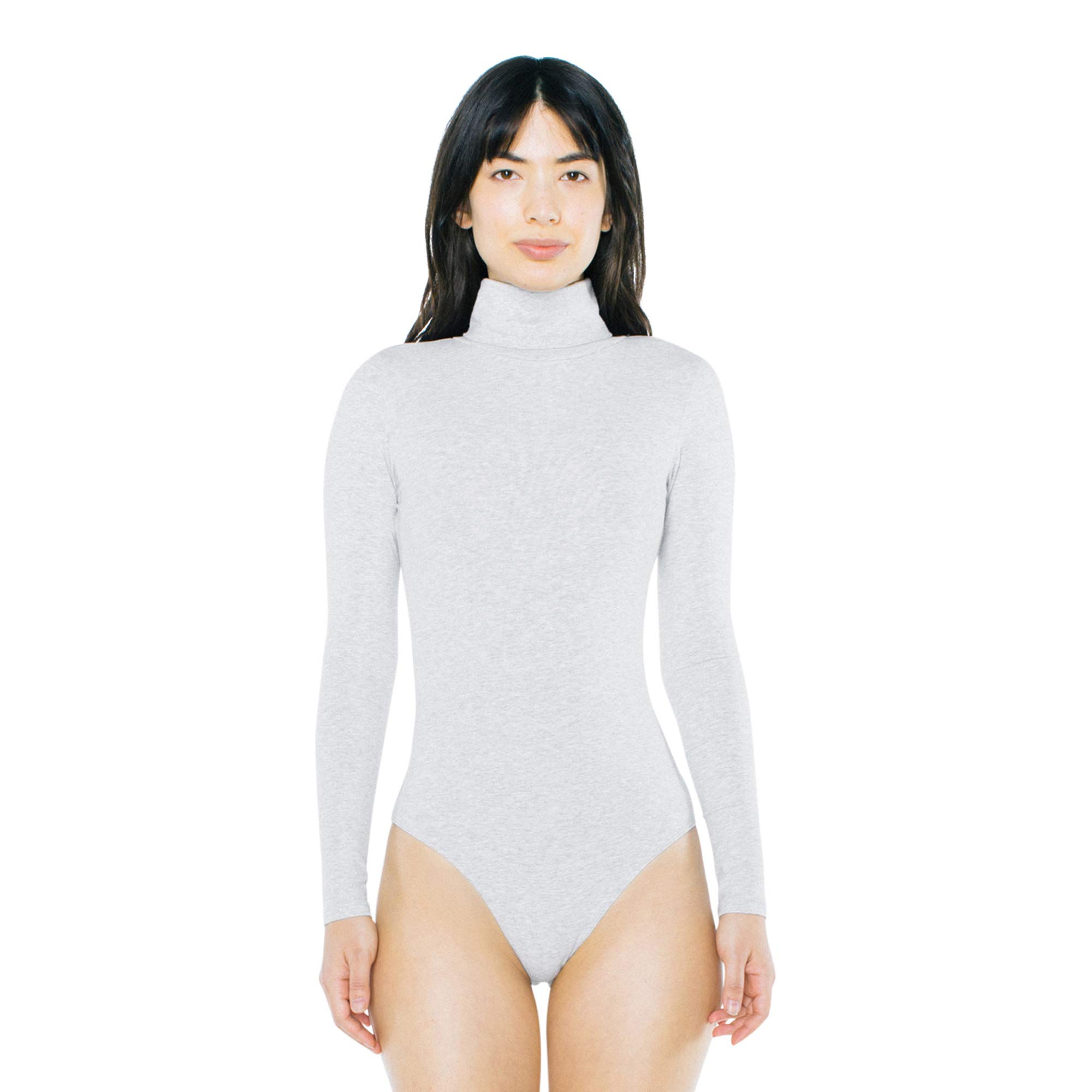 American Apparel Women's Cotton Spandex Long Sleeve Turtleneck Bodysuit - Stretchy Comfort Fit for Workout, Yoga & Casual Wear