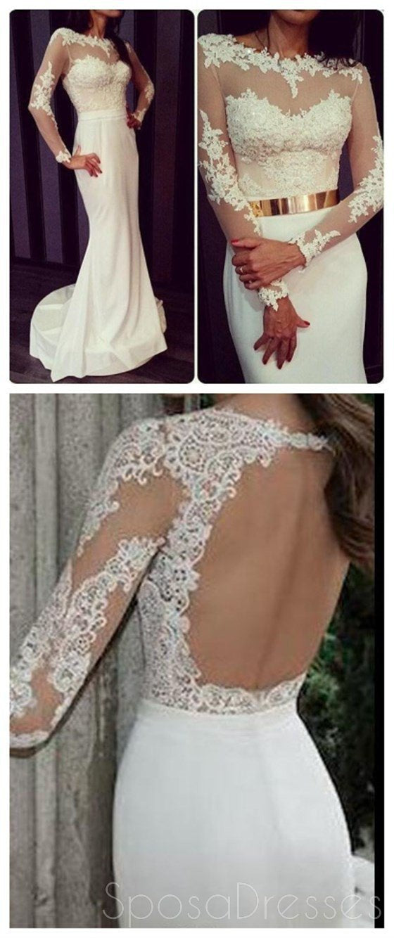 Elegant White Prom Dresses 2024 | Long Sleeve Formal Gowns with Open Back Design | Sexy & Charming Evening Dresses for Homecoming, Ball & Special Occasions | PD0118