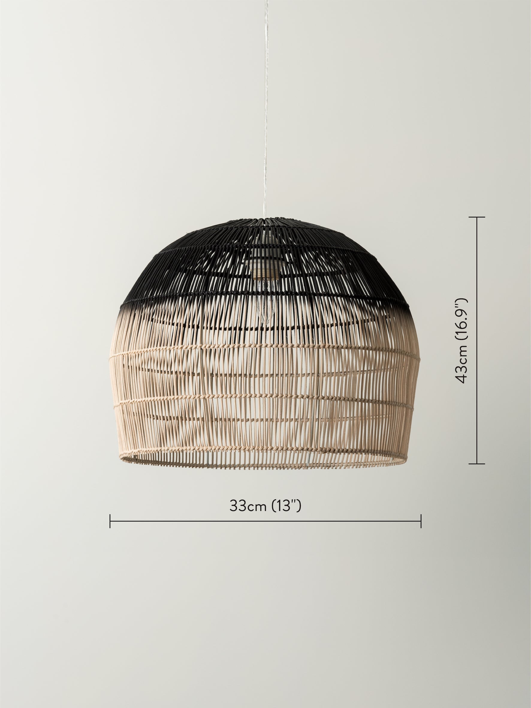 Bilu Black and Natural Ombre Pendant Light - Modern Hanging Fixture for Dining Room, Kitchen Island, or Bedroom Lighting