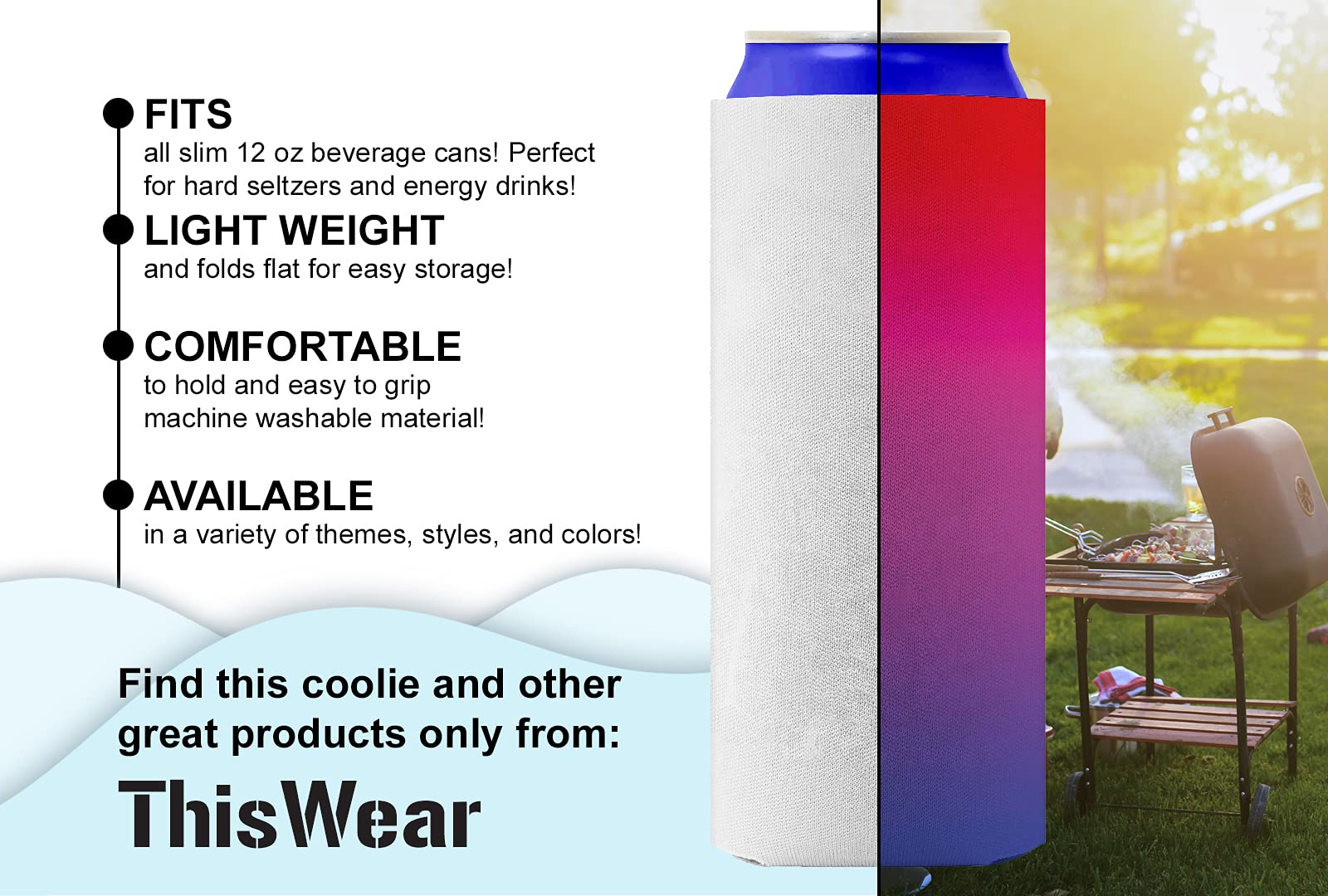 Custom Beach Can Coolers 6-Pack - Personalized Ultra Slim Can Coolies with Boat-Themed Text - Perfect for Boating, Beach Parties & Outdoor Events