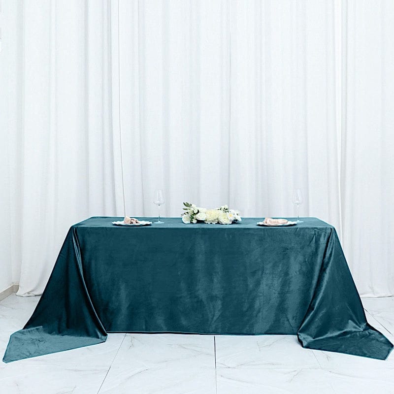 Premium Velvet Rectangular Tablecloth 90x156 Inches - Elegant Dining Table Cover for Weddings, Parties & Formal Events