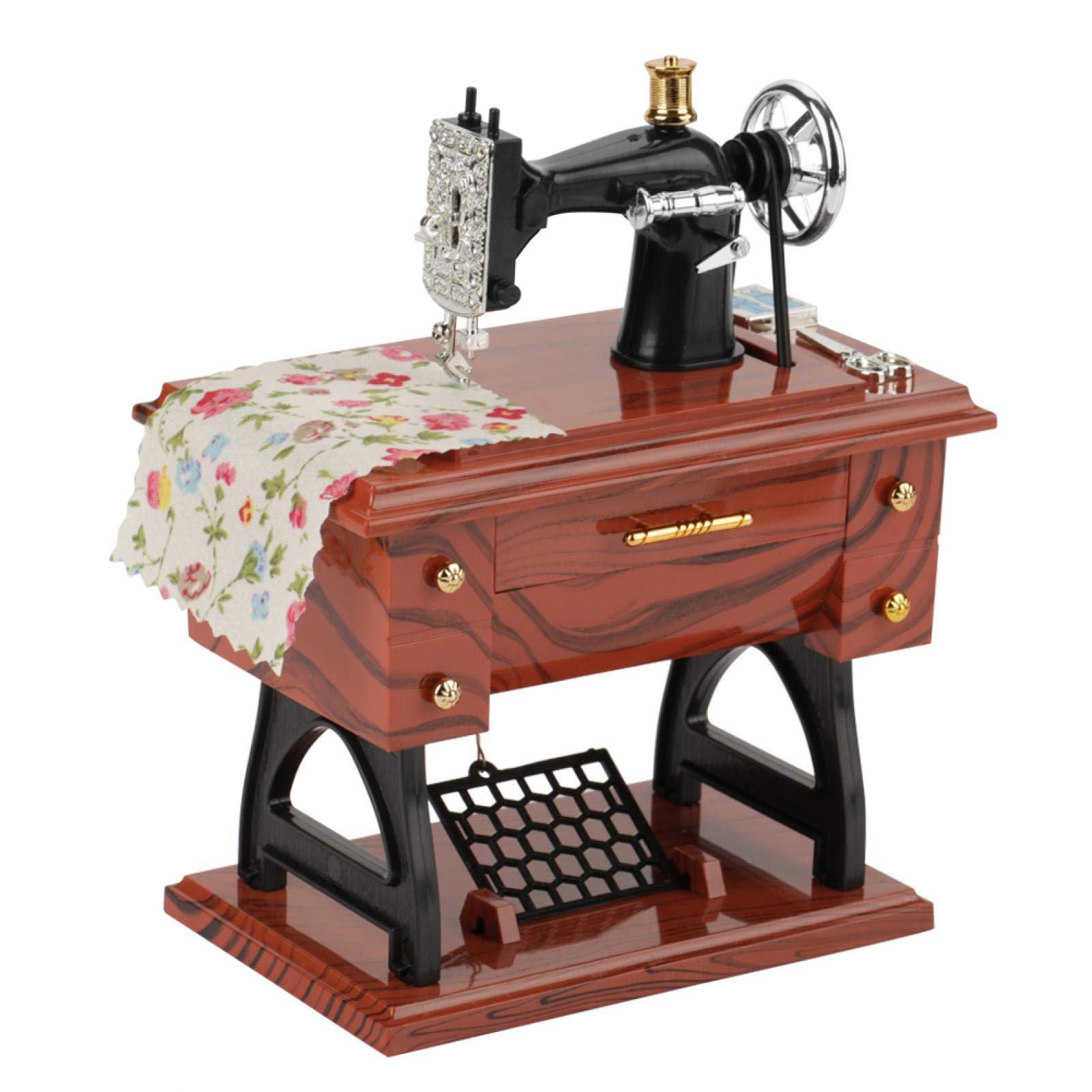 Vintage Jeankak Retro Music Box with Clockwork Movement - Handcrafted, Detailed & Vivid Design - Perfect for Home Décor, Gift Giving & Sewing Machine Music Box Enthusiasts