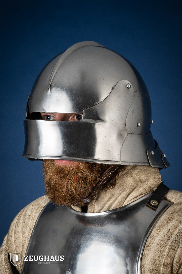 15th Century German Sallet Helmet - 1.6mm Polished Steel Medieval Armor for LARP, Cosplay & Historical Reenactment