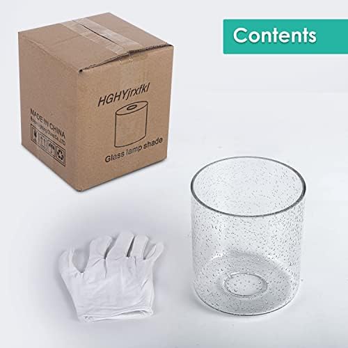 1 Pack Clear Seeded Glass Lamp Shade Replacement - 1-5/8-Inch Fitter Opening for Pendant Lights, Floor Lamps, Desk Lamps & Wall Sconces - Perfect for Living Room, Bedroom, Bathroom Vanity & Dining Room Lighting
