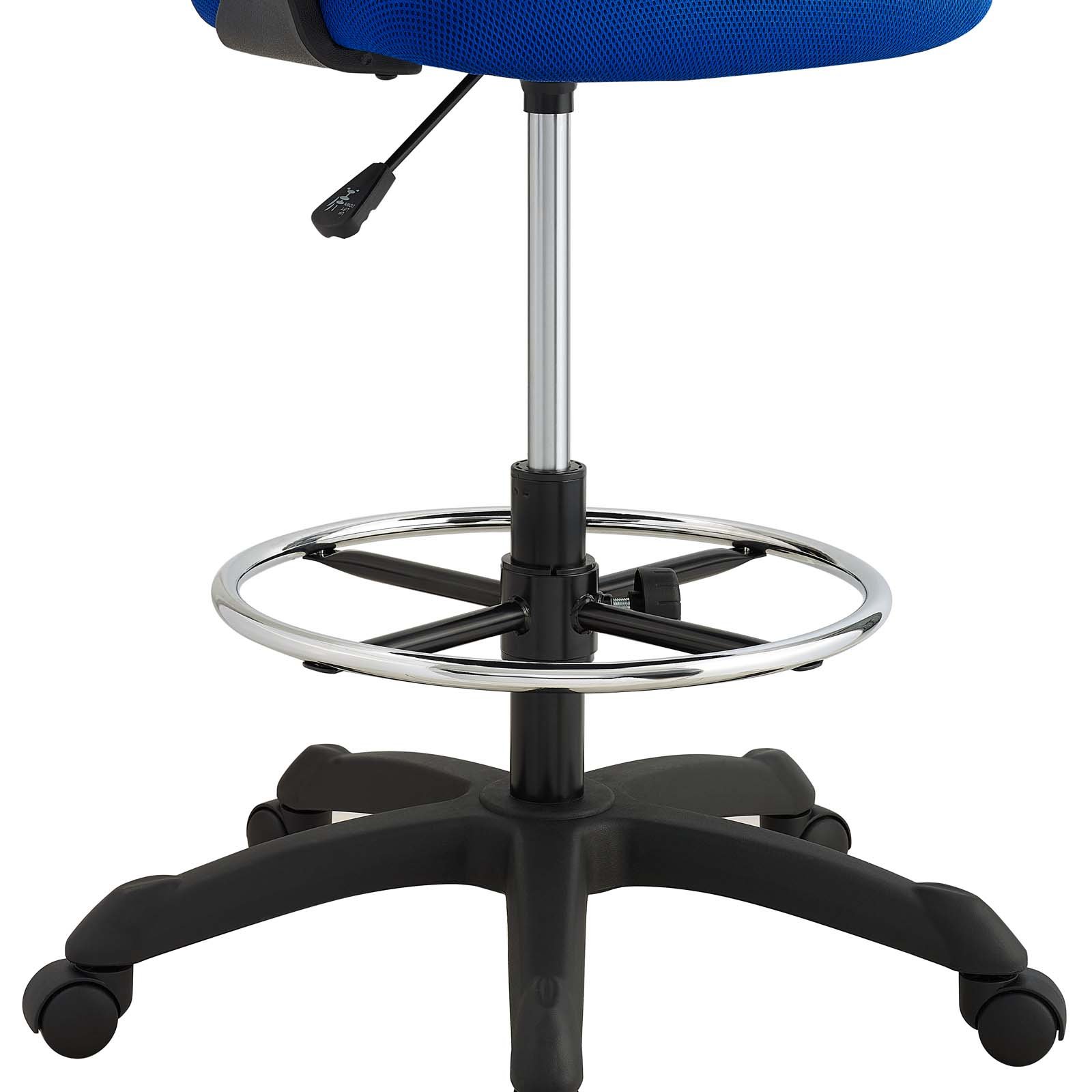 Modway Thrive Adjustable Drafting Chair - Ergonomic Tall Office Chair for Standing Desks, Blue - Perfect for Architects, Artists & Home Office Workspaces