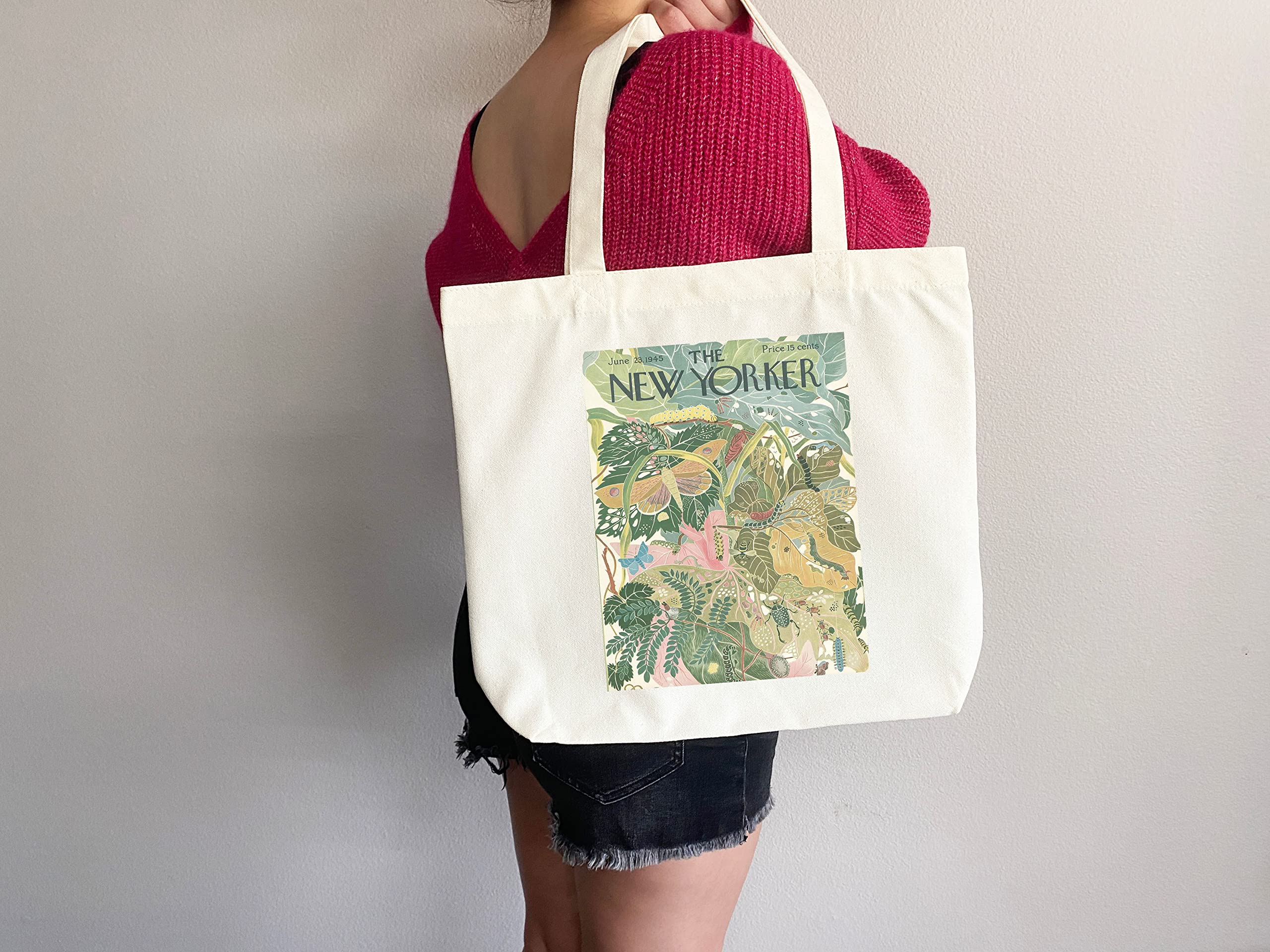 The New Yorker Tote Bag - Stylish Canvas Tote with Magazine Art Print | Perfect for Shopping, Beach, Work & Everyday Use (Tote Bag Only)