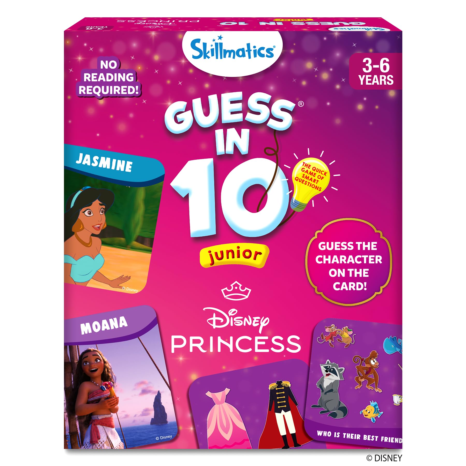Disney Princess Guess in 10 Junior Card Game for Kids Ages 3-6 - Fun Family Board Game with Cinderella, Ariel & Jasmine - Perfect Birthday Gift & Travel Game for Girls & Boys