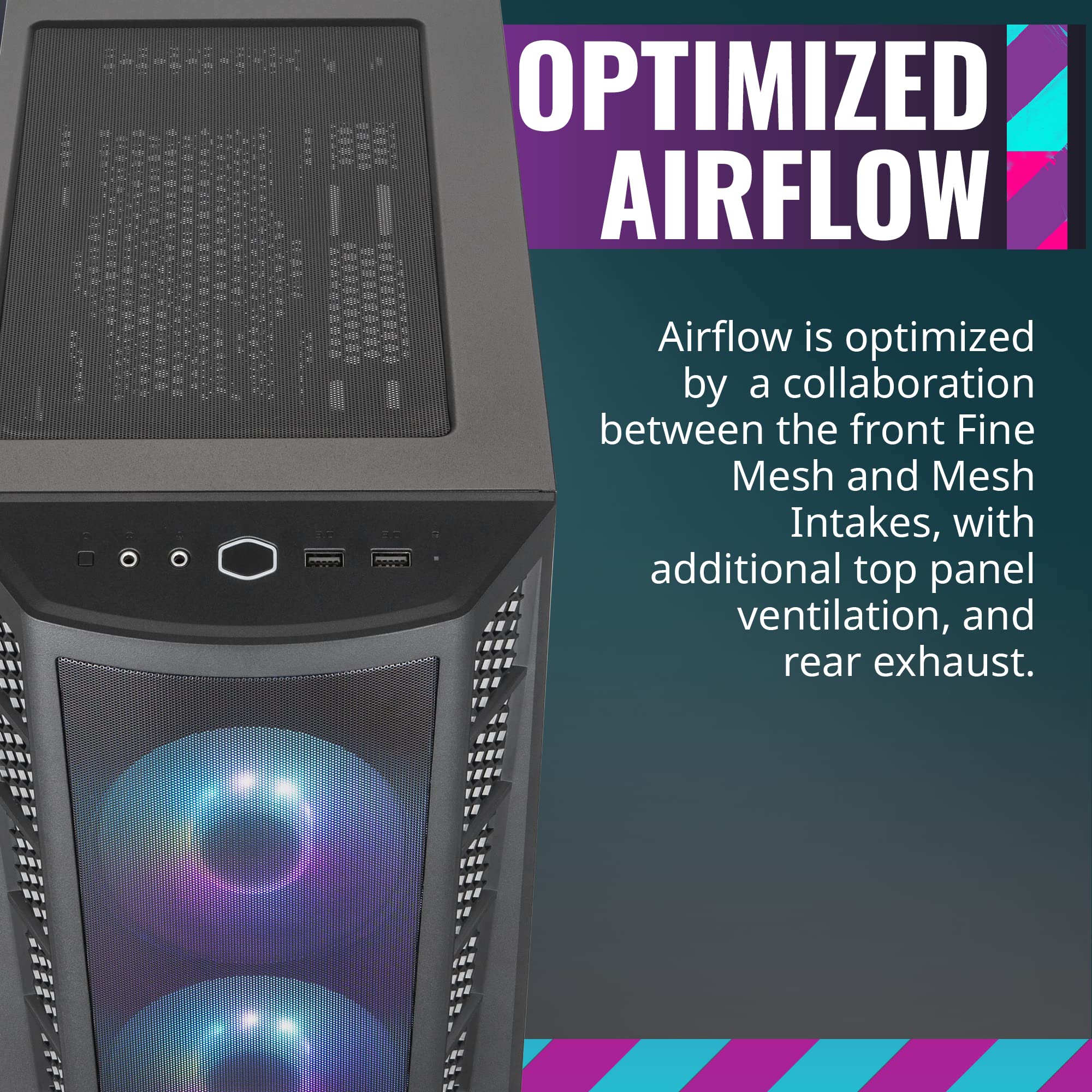 Cooler Master MasterBox MB311L ARGB Micro-ATX PC Case - Dual ARGB Fans, Mesh Front Panel, Tempered Glass Side Panel for Optimal Airflow | Perfect for Gaming Rigs & Workstation Builds