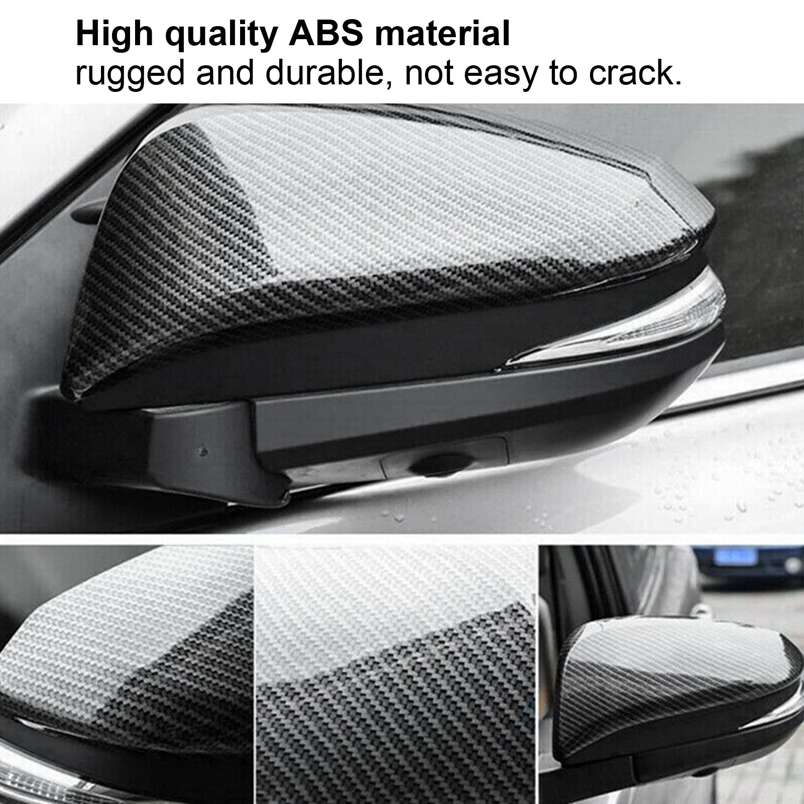Carbon Fiber Side Mirror Covers (2pcs) - Compatible with Toyota Hilux Revo Vigo, Fortuner, Highlander, RAV4, Innova - Durable Exterior Accessories for Enhanced Style & Protection - Perfect for Off-Roading & Daily Commuting
