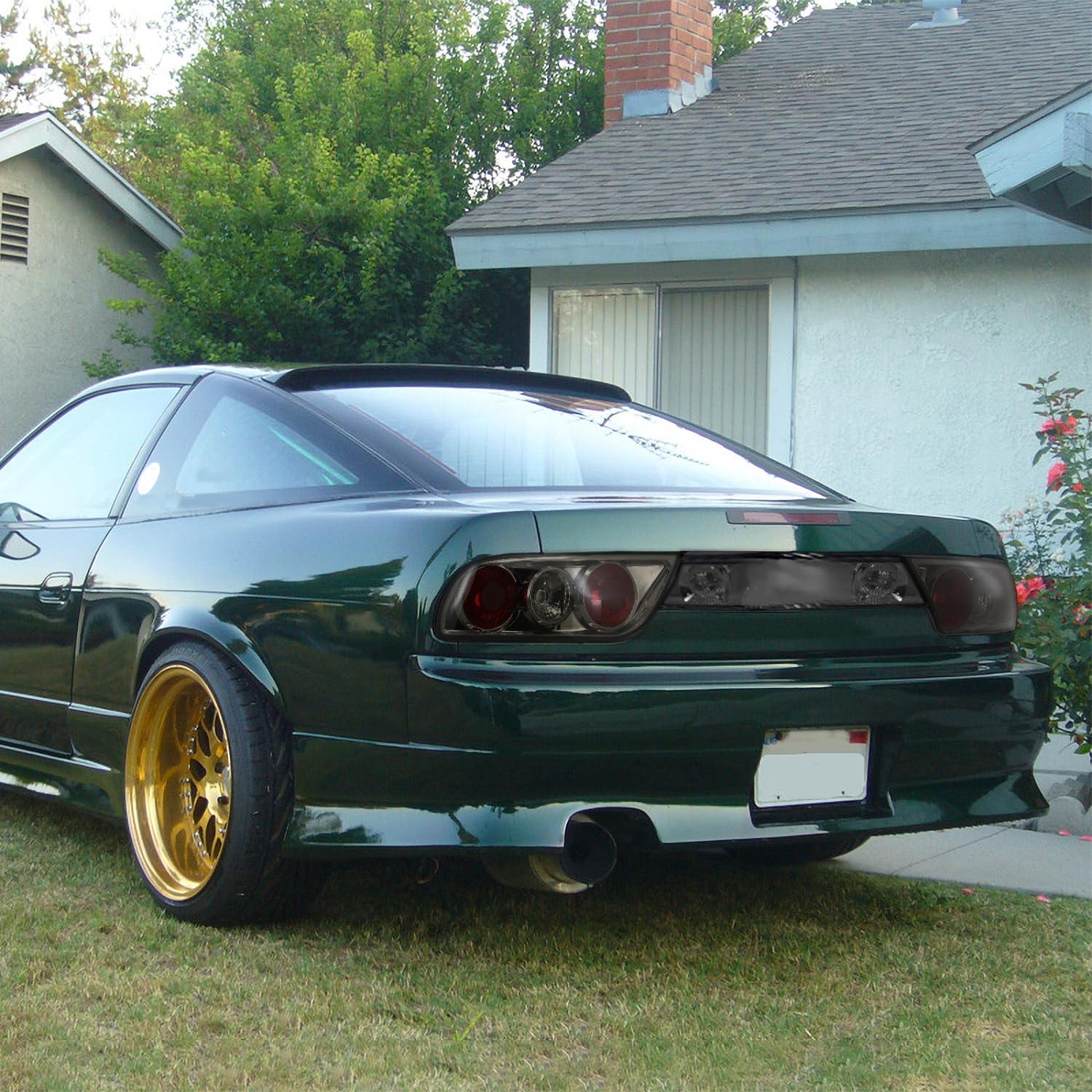 Spec-D Tuning Smoke LED Tail Lights for 1989-1994 Nissan S13 240Sx Hatchback - Left & Right Pair - Black Housing, Red Lens - Upgrade Your Car's Style & Visibility for Night Driving & Custom Builds