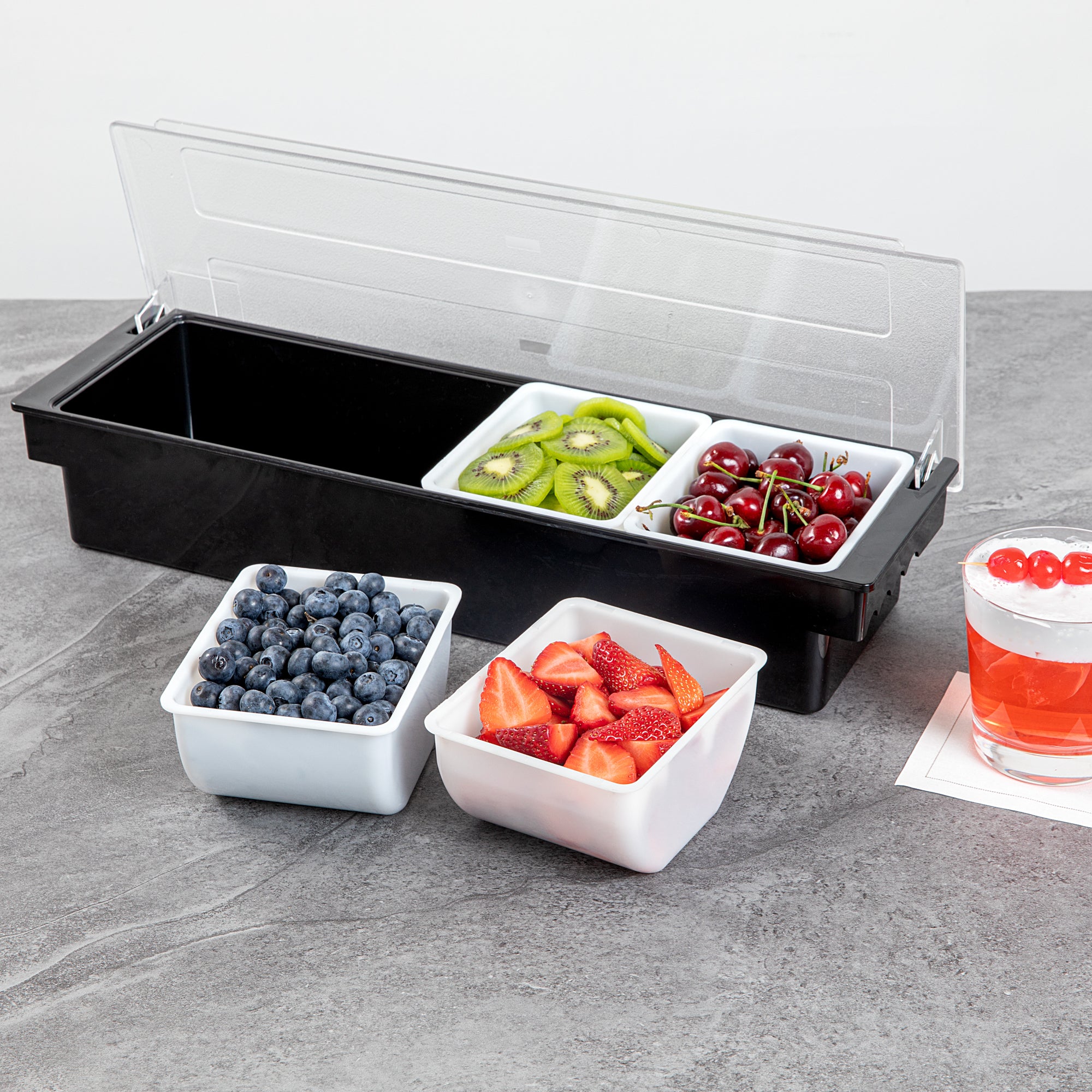 Bar Lux 1.5 Pint White Plastic Insert for 4-Compartment Condiment Caddy - Perfect for Restaurants, Catering & Home Kitchen Organization (1 Count Box)