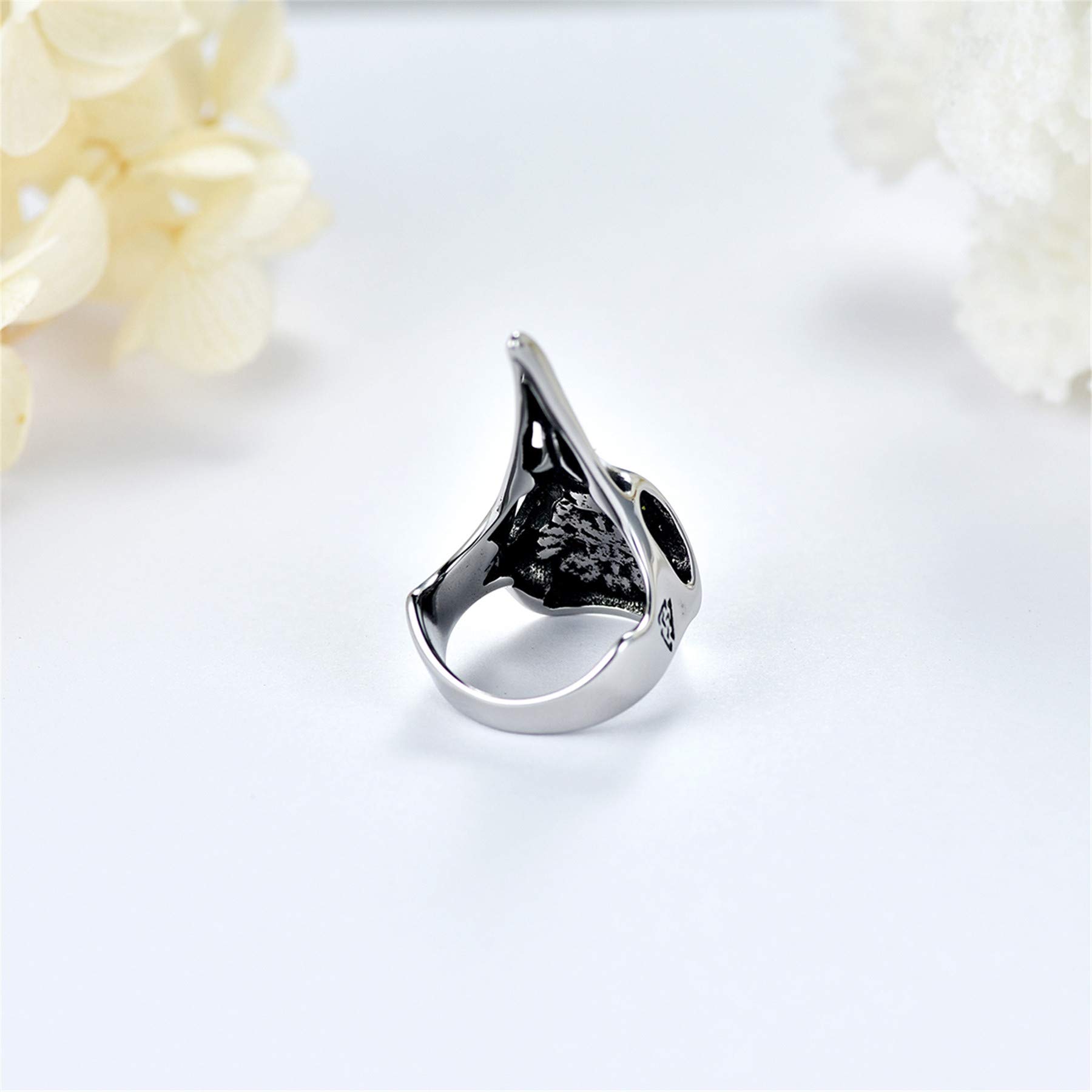 Viking Jewelry for Men - Odin's Ravens Stainless Steel Ring, Nordic Norse Mythology Inspired Band, Size 7-12, Perfect for Christmas Gifts, Viking Cosplay & Medieval LARP Events