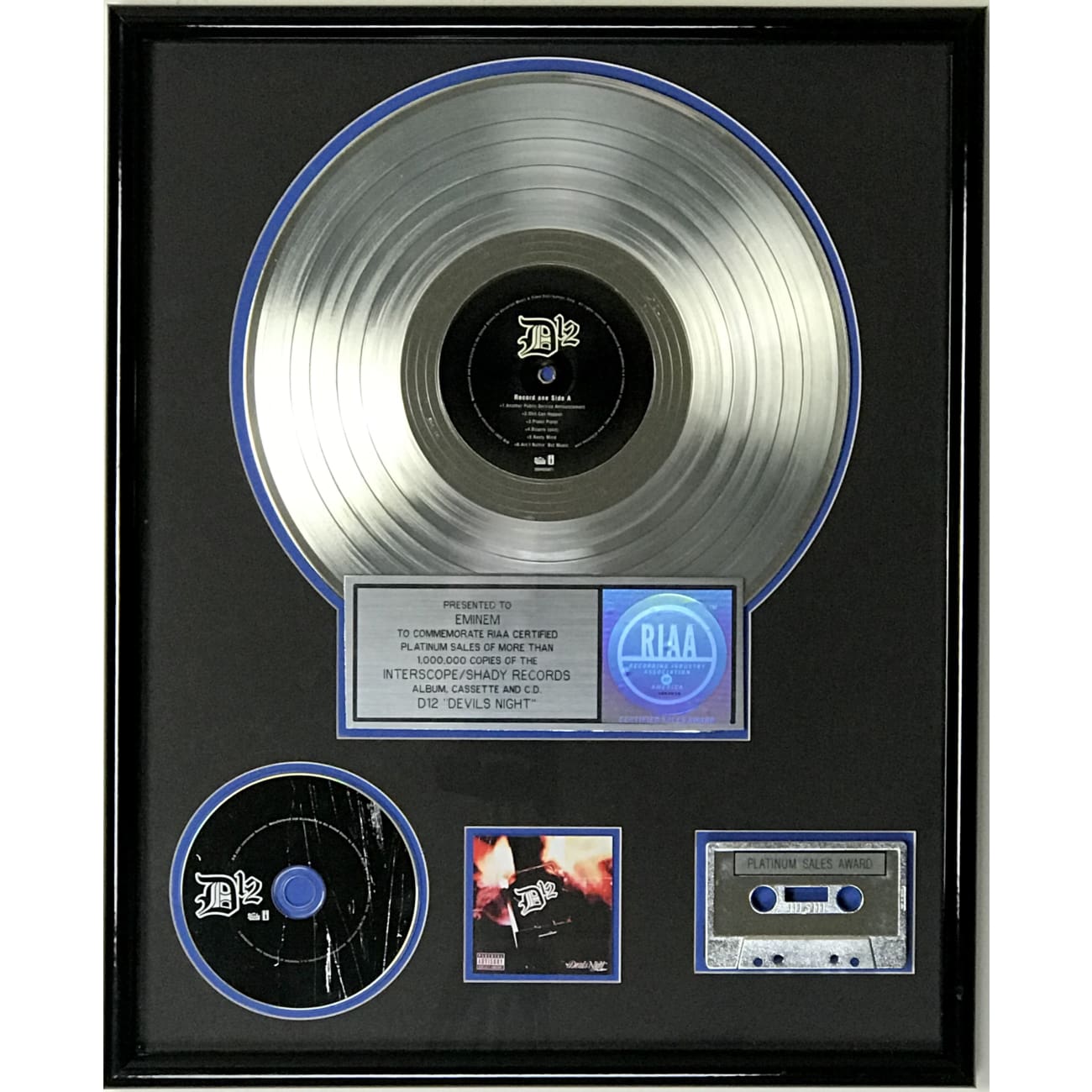 Eminem D12 Devil's Night RIAA Platinum Album Award - Rare Collectible Music Memorabilia for Fans & Display