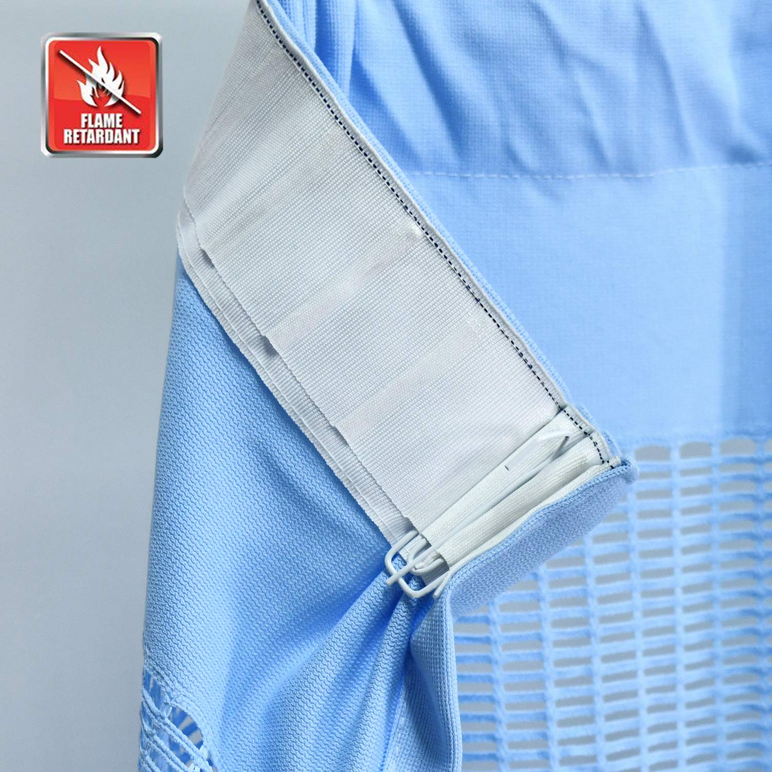 Flame Retardant Hospital Curtains - 1 Panel Light Blue 5FT x 8.5FT, Pinch Pleated Room Divider for Healthcare, SPA, School & Nursery - Privacy Drapes for Patient Rooms, Classrooms & Clinics