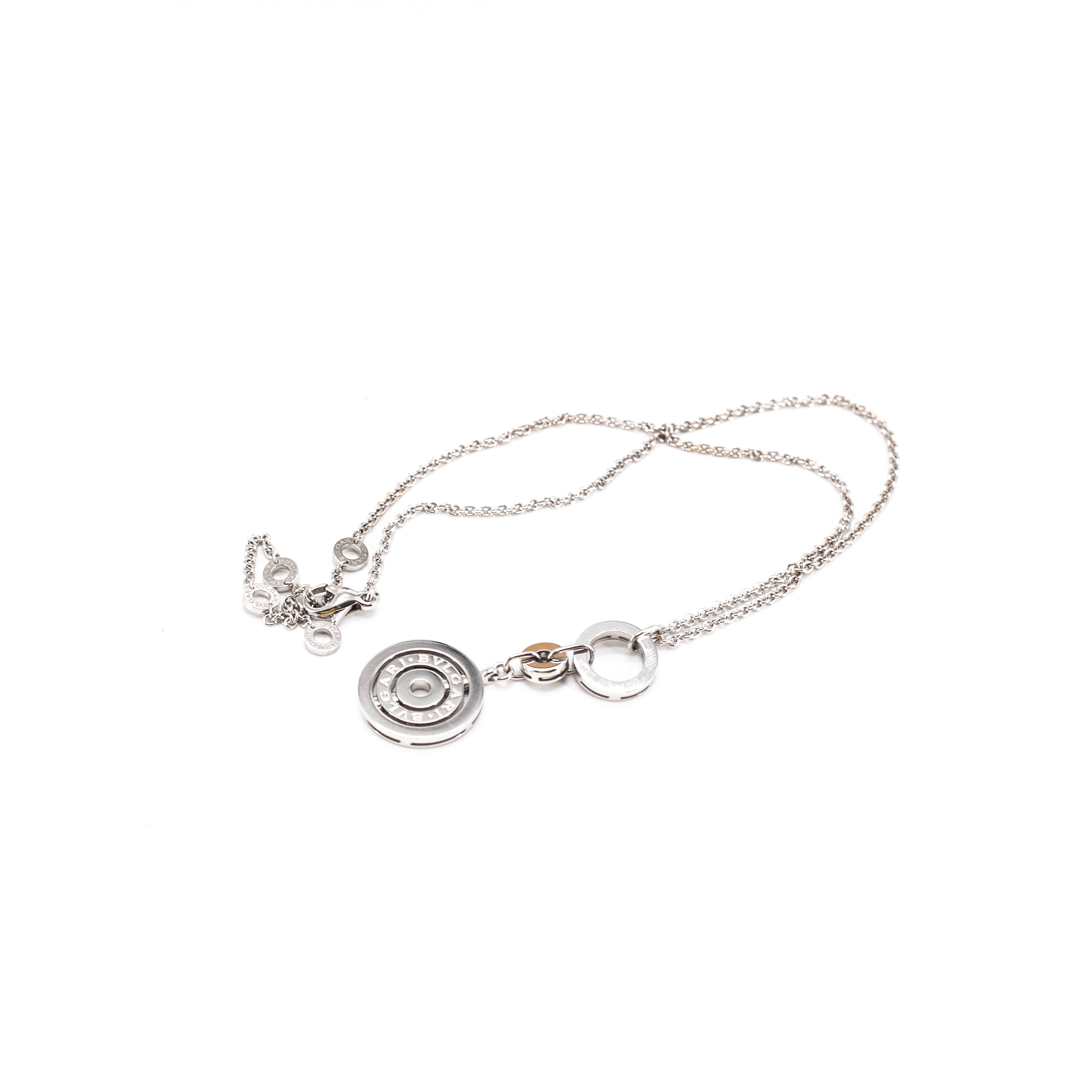 Bulgari 18k White Gold Round Pendant Necklace for Women - Luxury Italian Jewelry Gift for Anniversary, Birthday & Special Occasions