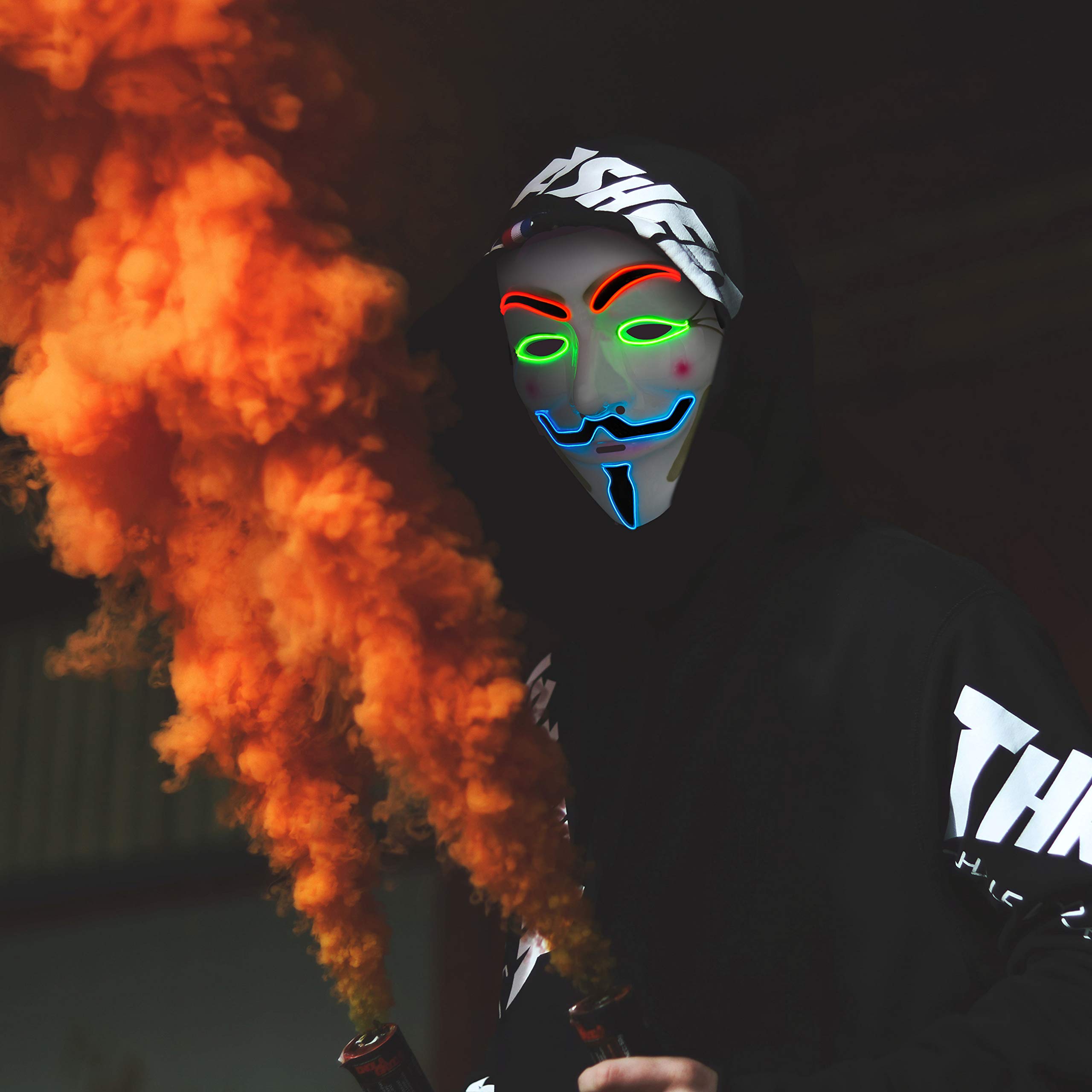 V for Vendetta Mask - Anonymous Guy Fawkes Halloween Costume Mask for Cosplay, Protests & Hacker Themed Parties - Black Latex Full Face Cover