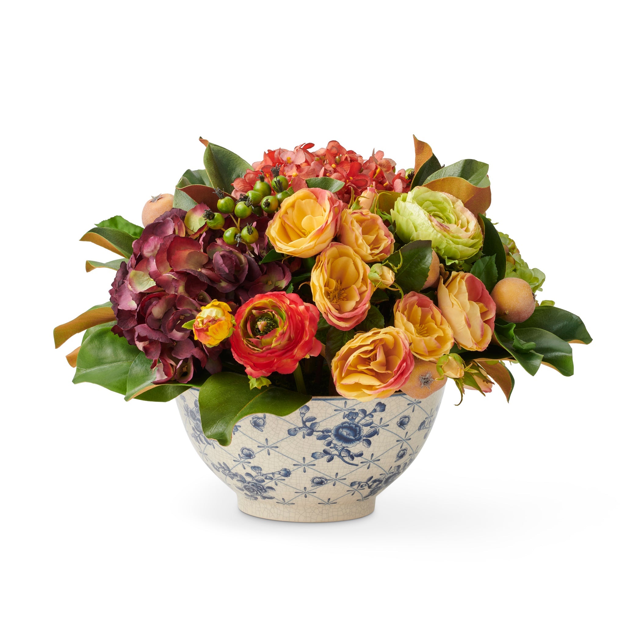 Mix Fall Floral in Trellis Bowl - Elegant Autumn Floral Arrangement for Home Decor, Thanksgiving Centerpiece, and Seasonal Table Decorations