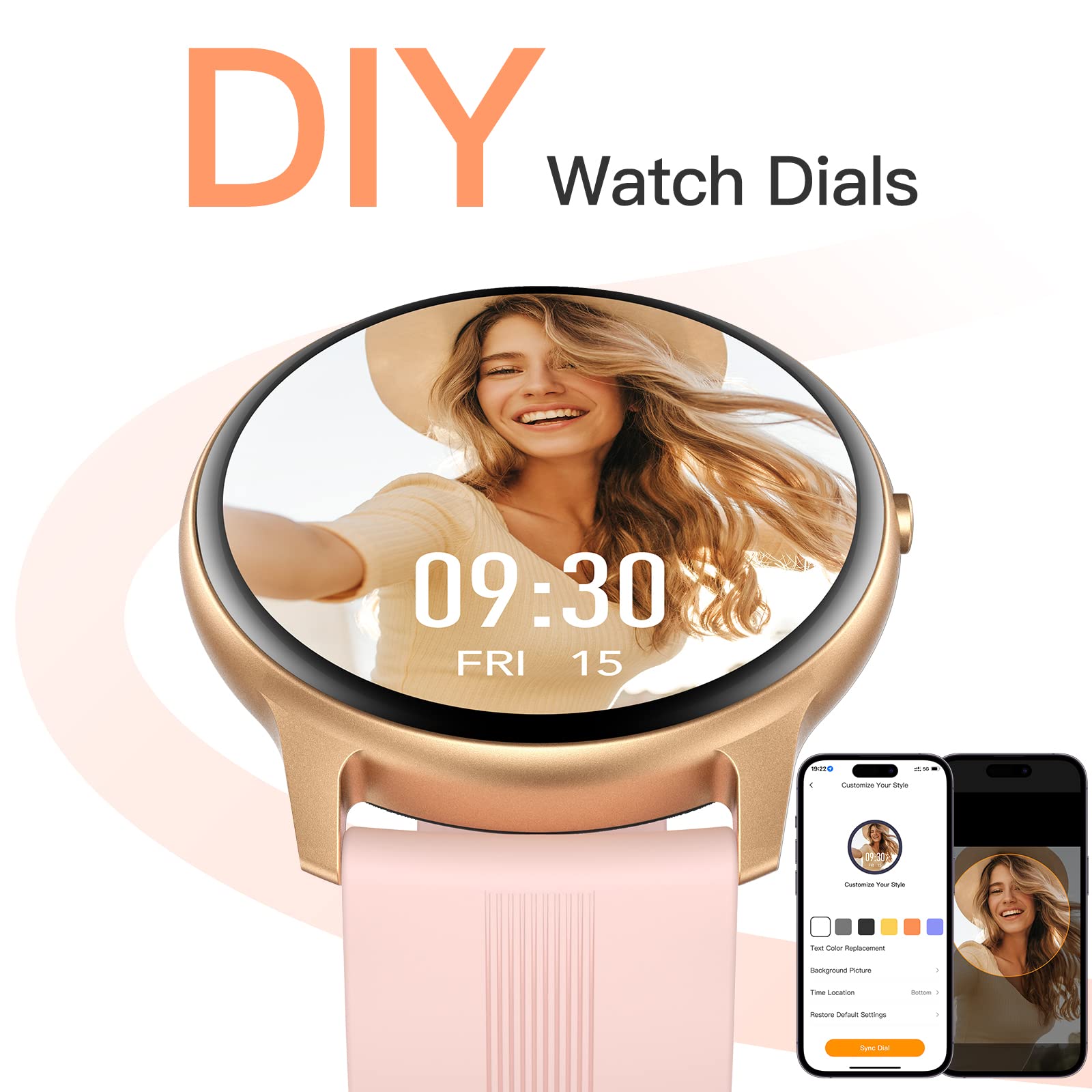 AGPTEK Smart Watch for Women - 5ATM Waterproof Fitness Tracker with Heart Rate & Sleep Monitor, Pedometer, Female Health Tracking - Compatible with Android iOS iPhone (Rose Gold) | Perfect for Swimming, Workouts & Daily Activity Tracking