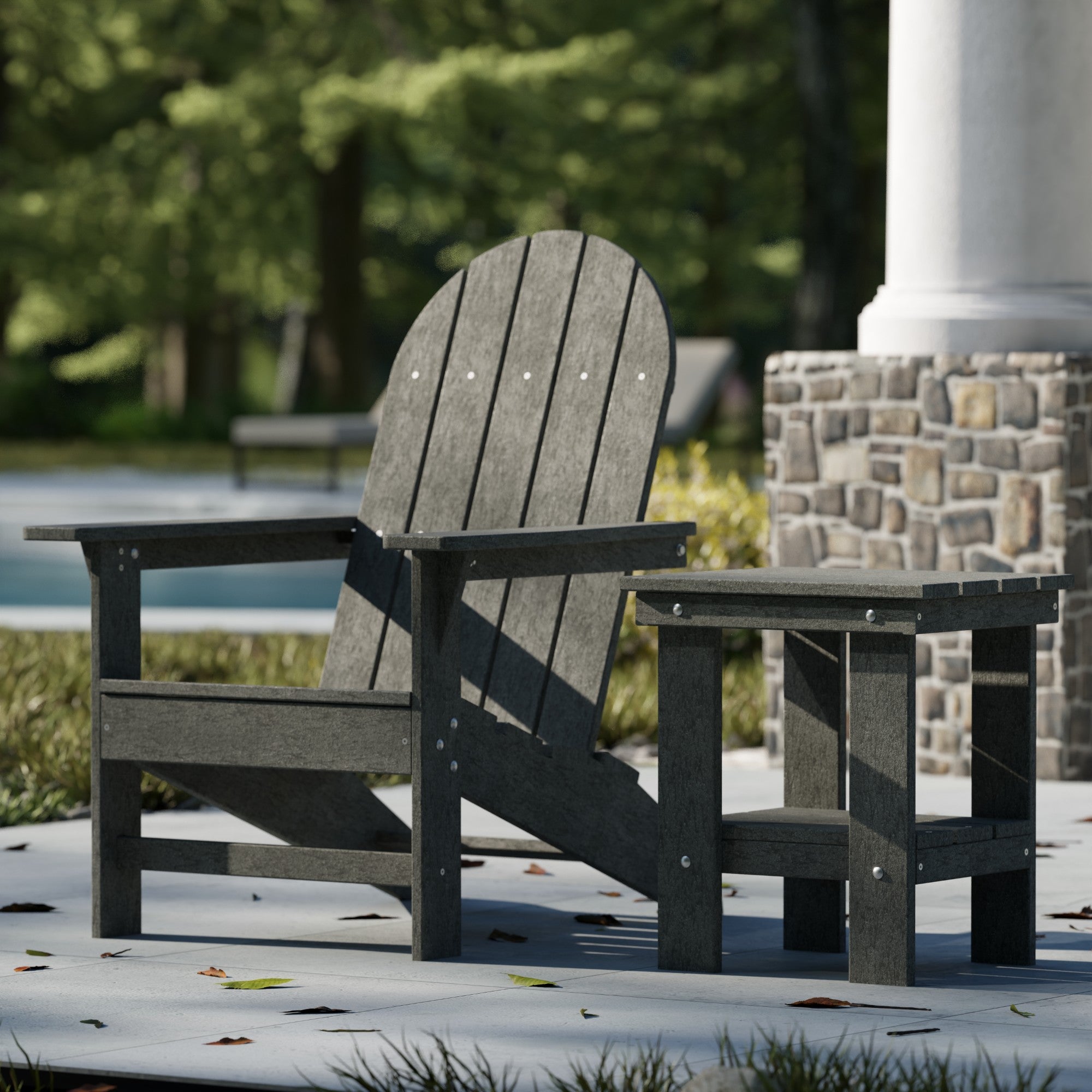 Freedom Modern Adirondack Chair & Side Table Set - Durable Outdoor Patio Furniture for Garden, Poolside, Deck, and Backyard Relaxation