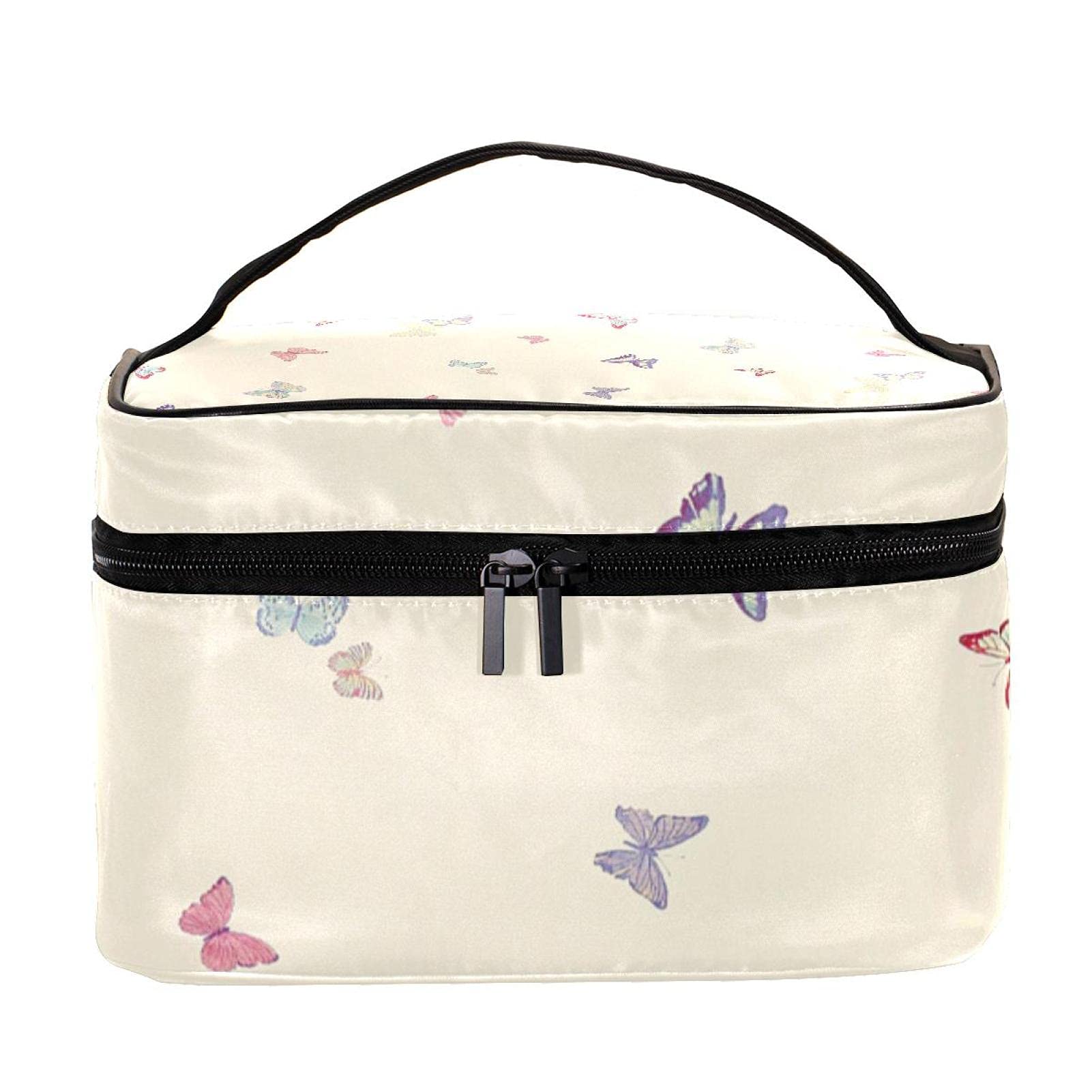 Colorful Butterflies Pattern Large Travel Makeup Bag - Waterproof Cosmetic Organizer with Zipper for Women & Girls | Perfect for Vacation, Gym, Daily Essentials Storage