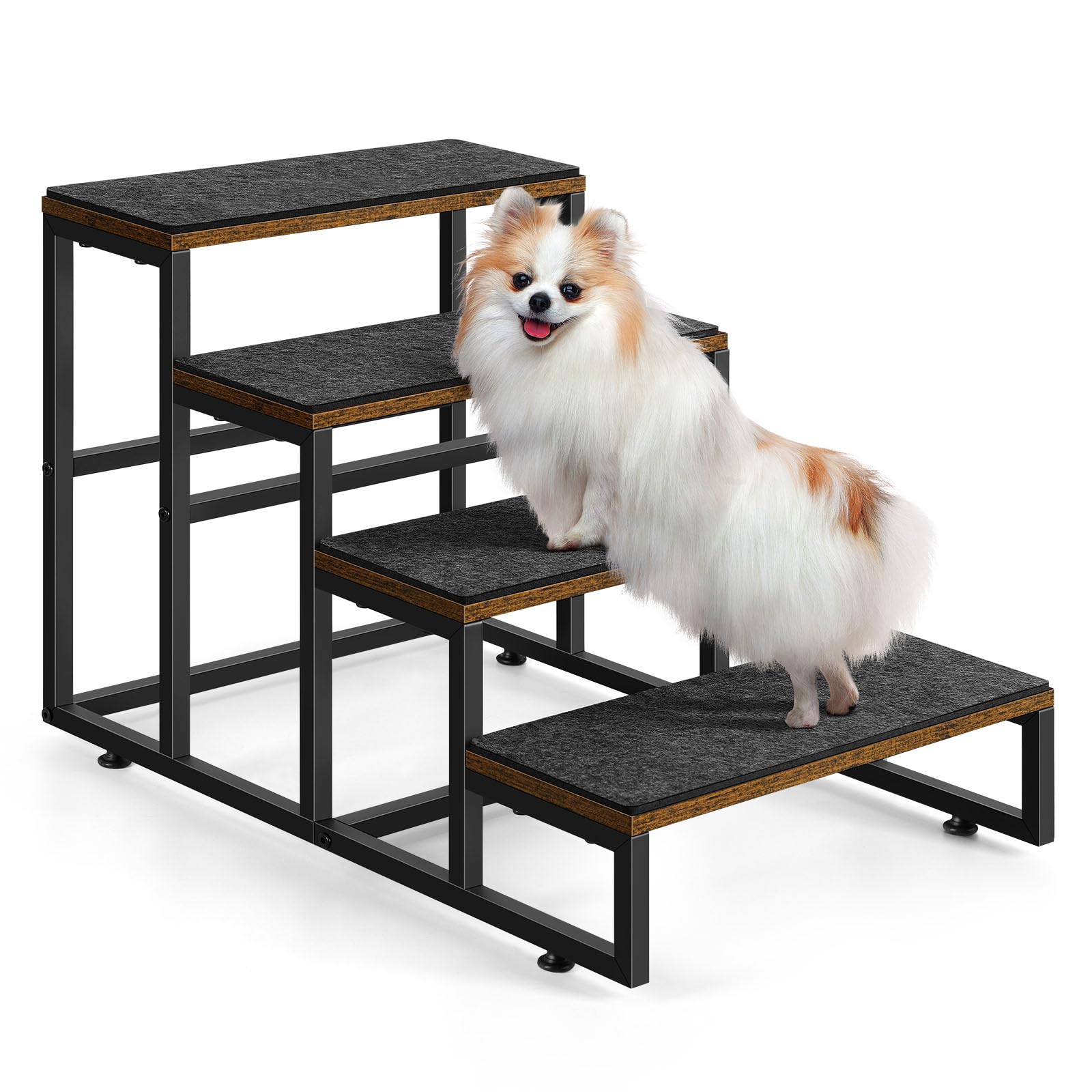 4-Step Dog Stairs for High Beds & Cars - Pet Steps for Small/Medium Dogs, Puppies & Cats - Non-Slip Ramp for Easy Climbing - Perfect for Bed Access & Car Travel