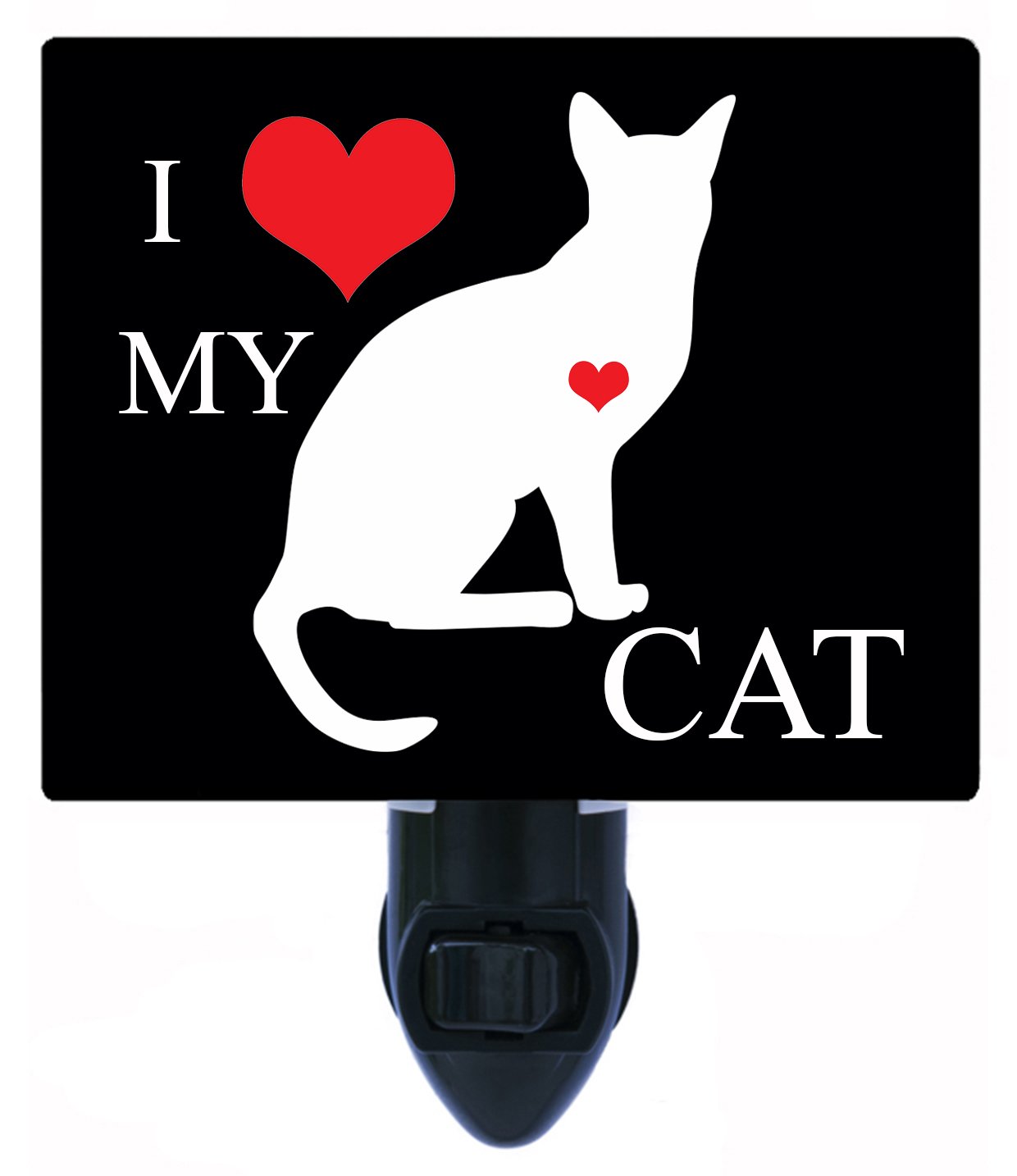 LED Night Light for Cat Lovers - I Heart Cat 1 - Cute Cat-Themed Night Light for Bedroom, Nursery, or Home Decor - Perfect Gift for Pet Owners