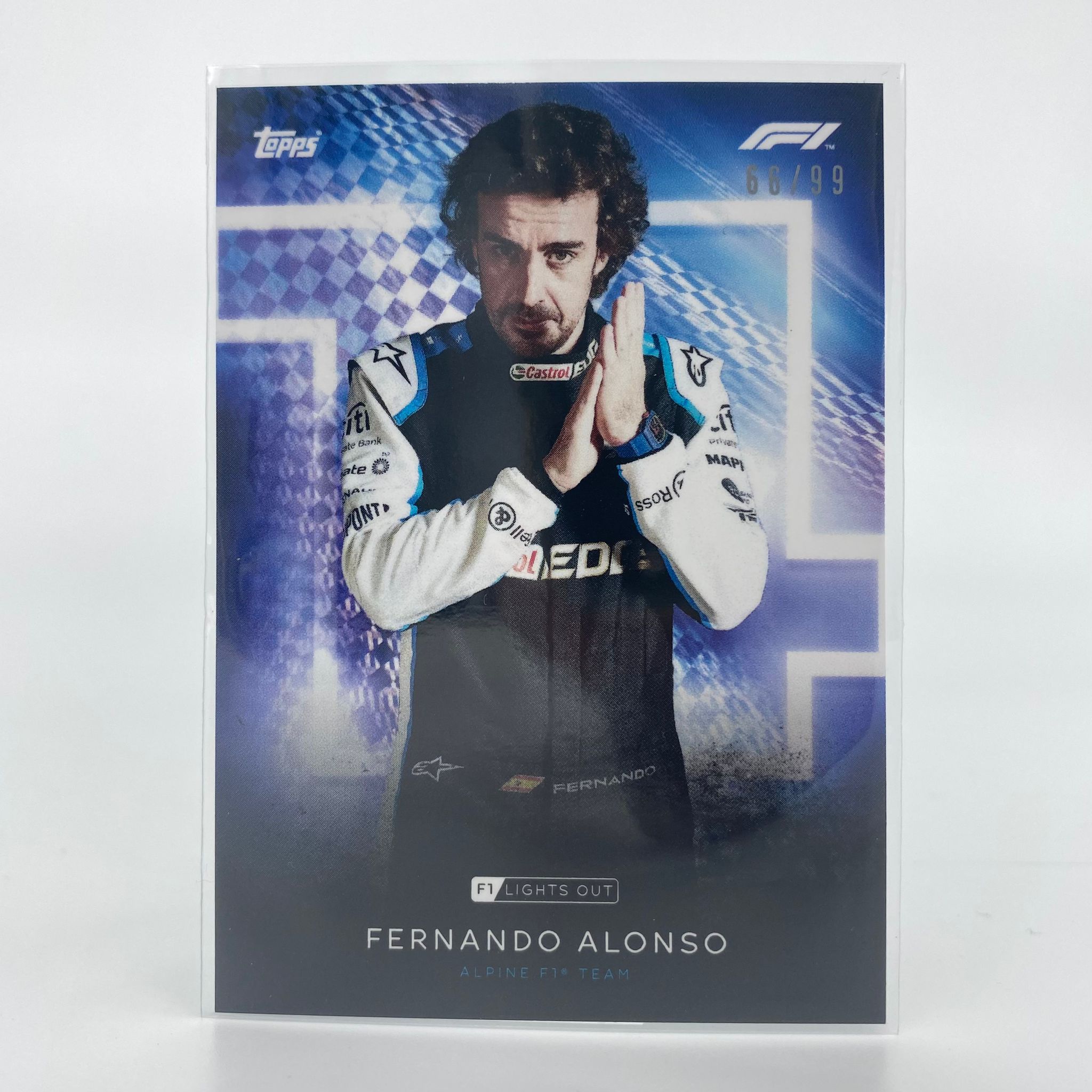 Fernando Alonso Blue Parallel Racing Driver Card - Collectible for F1 Fans, Sports Memorabilia & Racing Enthusiasts - Perfect for Display, Gifts, and Trading