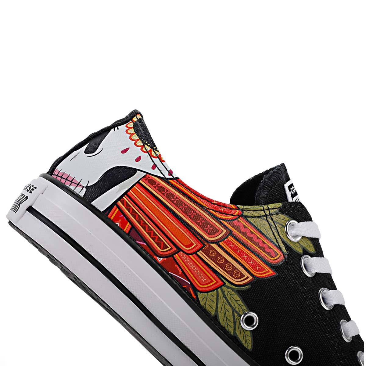 Chuck Taylor All Star Low 'Dia De Los Muertos' Sneakers - Unisex Canvas Shoes for Men & Women - Perfect for Halloween, Day of the Dead Celebrations & Casual Streetwear