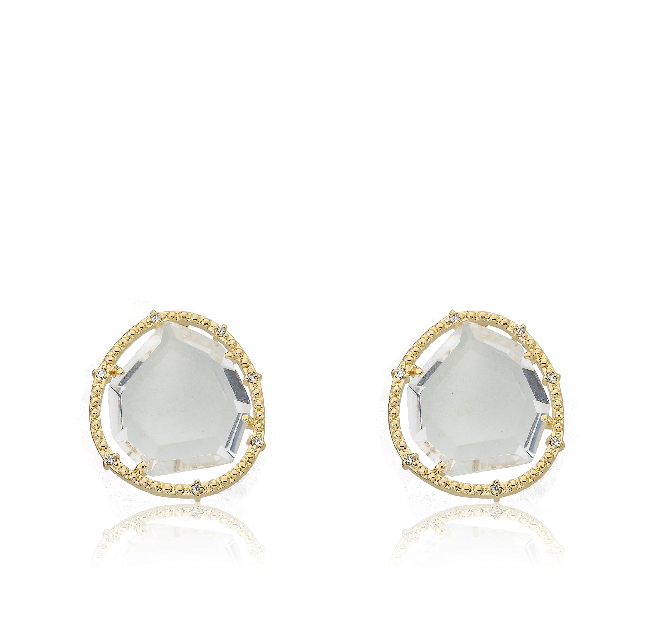 Riccova 14k Gold Plated Glass Stud Earrings for Women - Elegant Sliced Glass Design, Hypoallergenic Jewelry Gift for Birthday, Anniversary & Everyday Wear