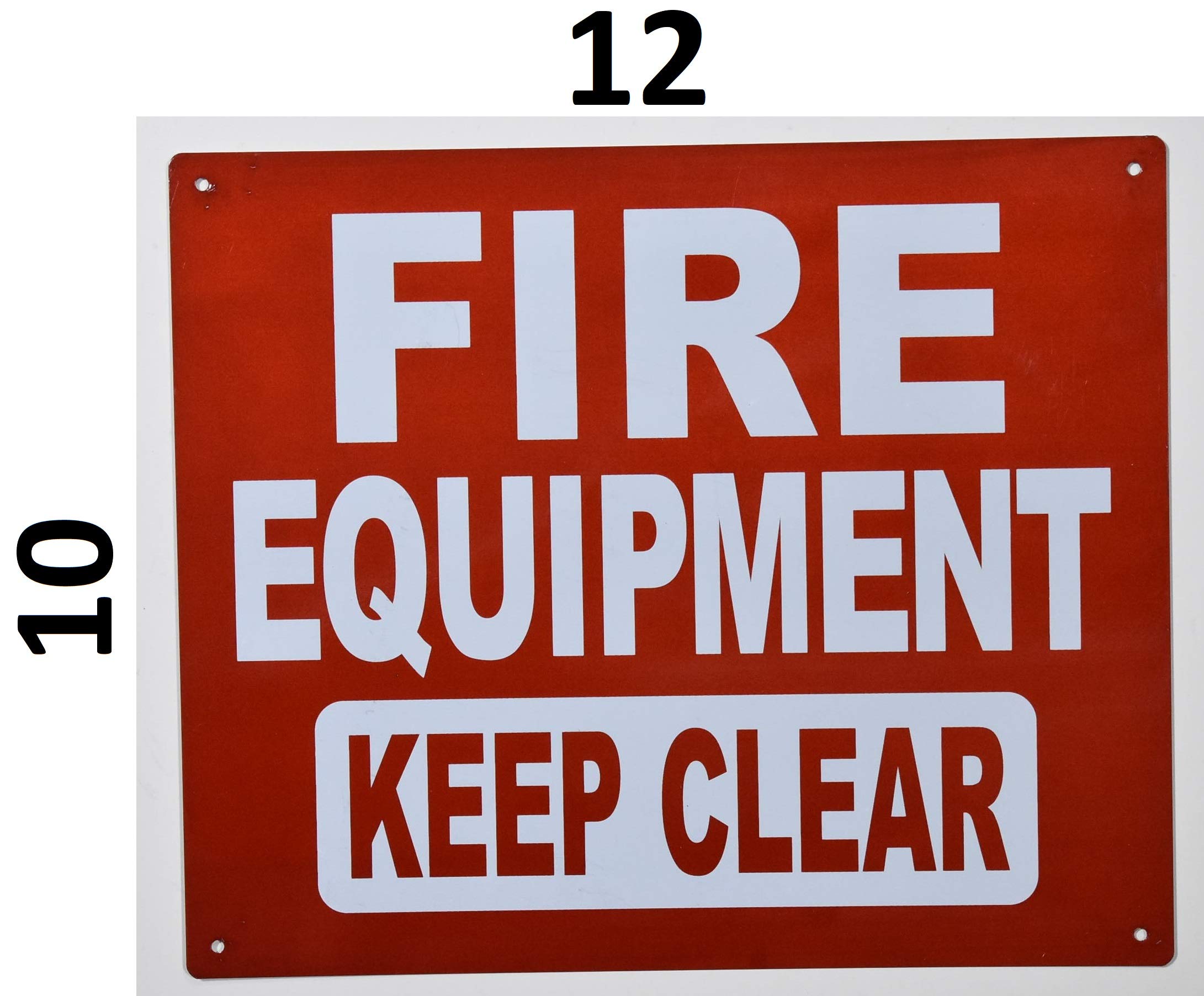 FIRE Equipment Keep Clear Sign - Reflective Aluminum 10x12 Inches, Red Safety Warning for Emergency Exits & Hazard Zones