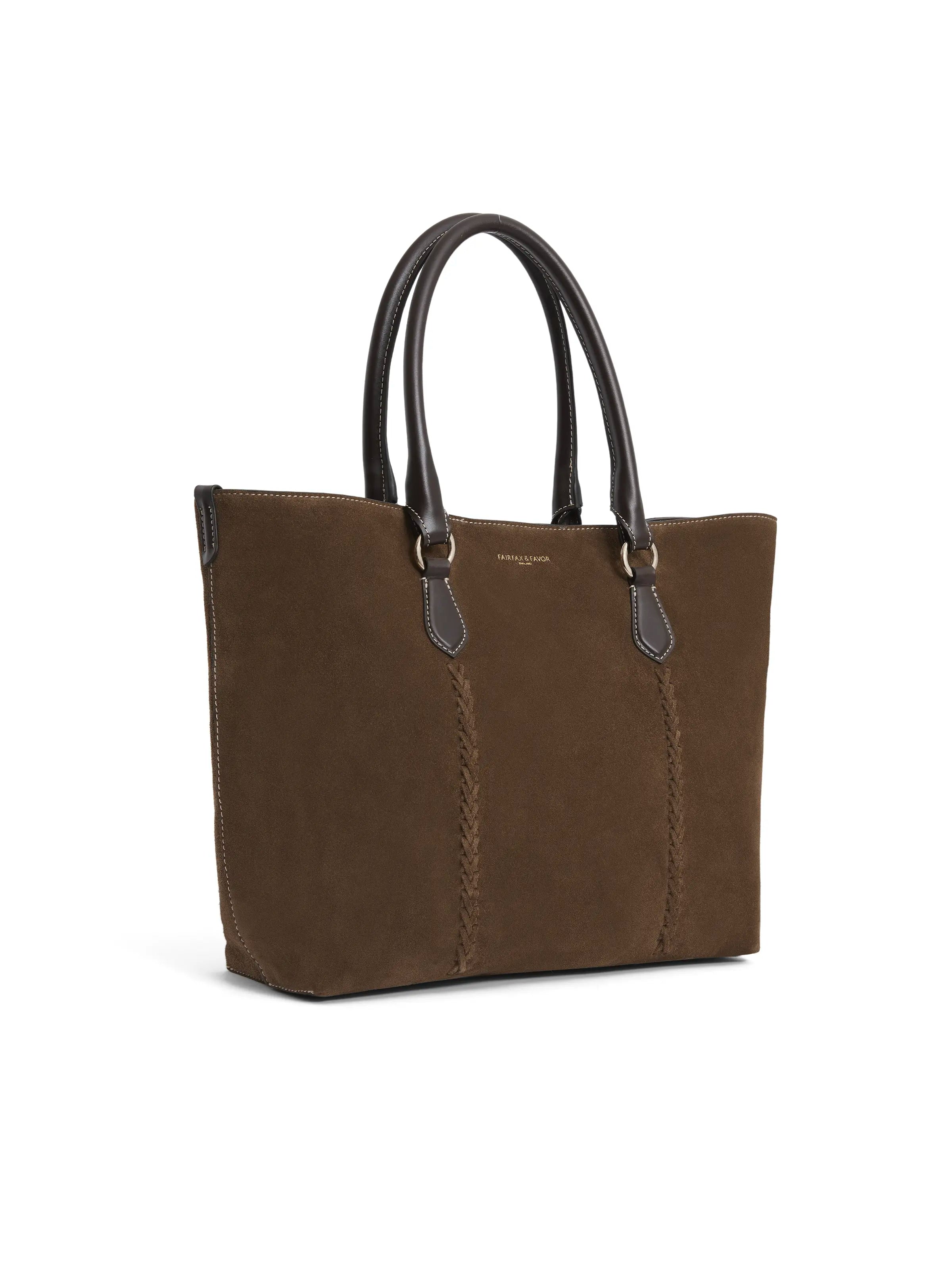Seville Tote Bag - Dark Taupe Suede Handbag for Women | Stylish & Spacious Everyday Purse for Work, Travel & Shopping