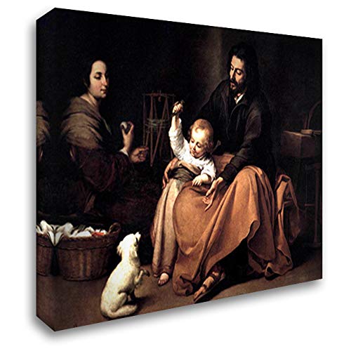 Bartolome Esteban Murillo The Holy Family with The Little Bird 24x20 Inch Religious Canvas Art Print - Gallery Wrapped Stretched Ready to Hang for Home Decor, Church, or Office Wall