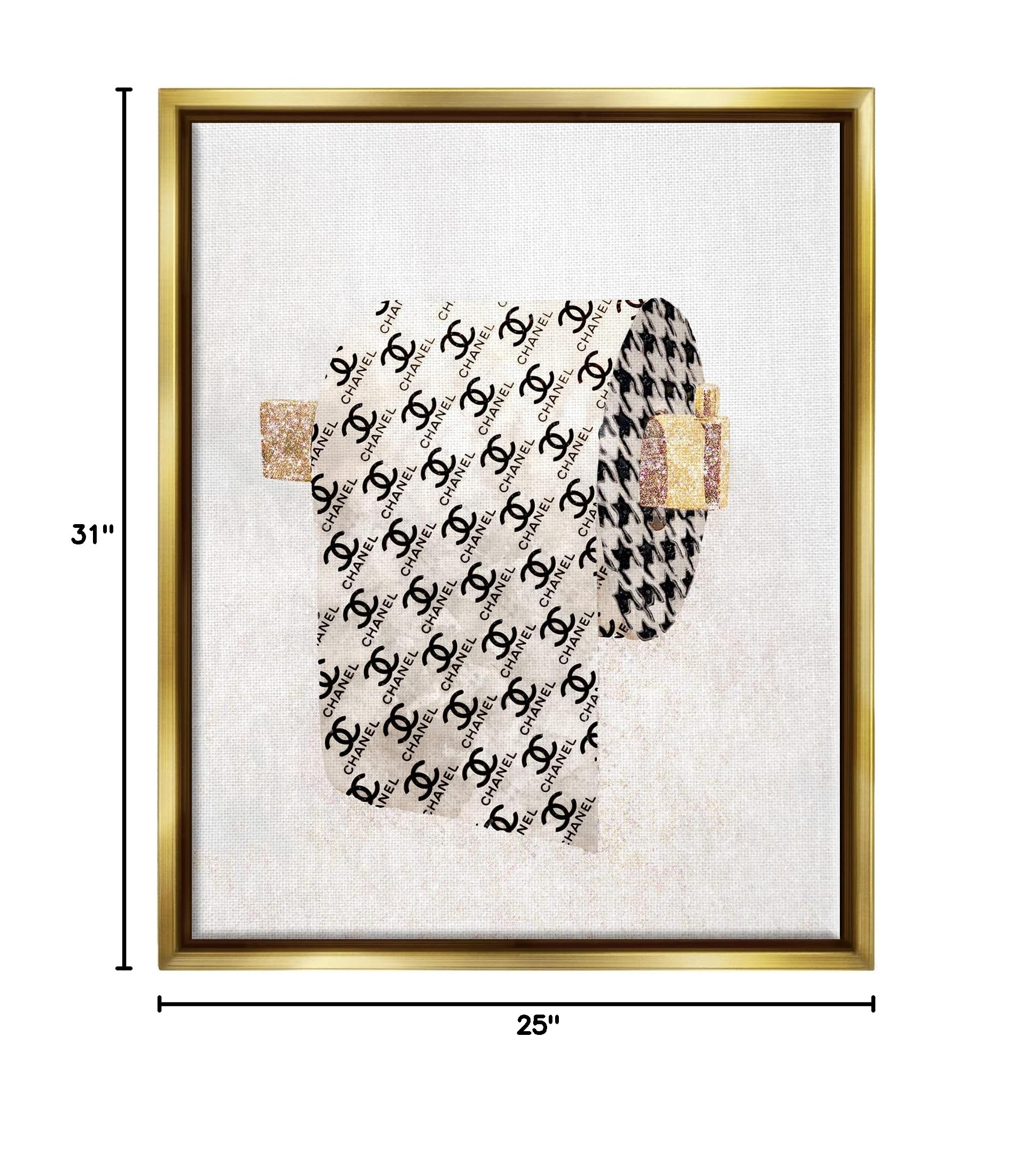 Stupell Industries Fashion Glam Toilet Paper Designer Wall Art - Framed Floater Canvas Decor by Ziwei Li | Unique Bathroom & Powder Room Decor for Modern Homes