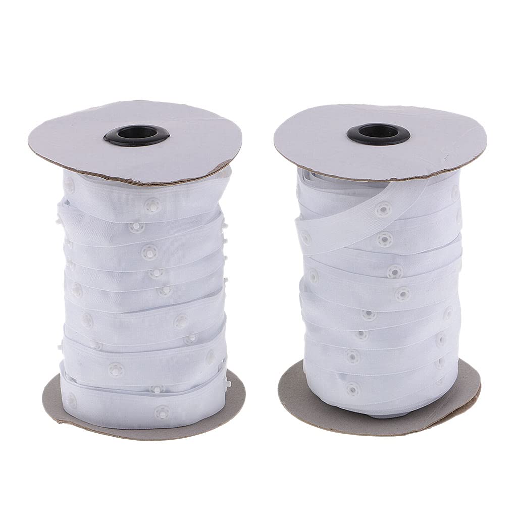AMLESO Snap Fastener Tape - Press Stud Tape for Garment Bags, Clothing & DIY Projects (Black/White) - Durable Sewing Fasteners for Jackets, Purses & Crafting
