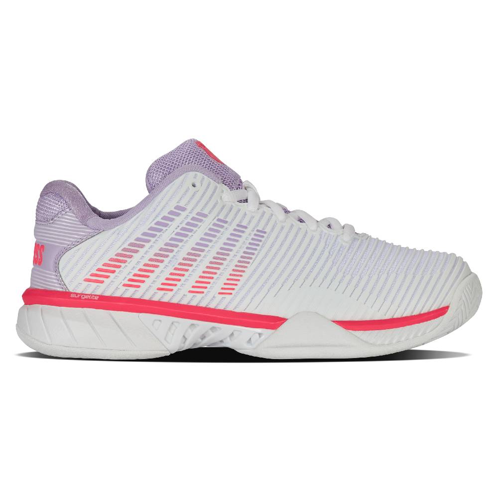 K Swiss Hypercourt Express 2 Women's Tennis Shoes - White/Orchid Petal - Lightweight & Durable Court Shoes for Women - Perfect for Tennis, Pickleball & Casual Wear