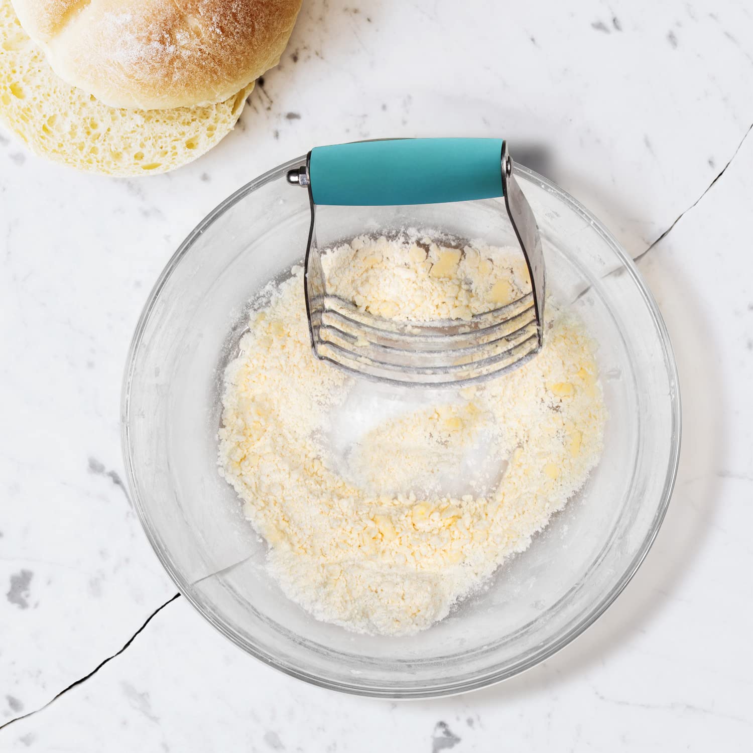 ALLTOP Stainless Steel Pastry Blender & Dough Cutter - Professional Baking Tool for Butter, Biscuits, Pies & Pastry Dough - Perfect for Flaky Pie Crusts & Almond Cookies - Ideal for Home Bakers & Kitchen Use (1 Pack, Turquoise)