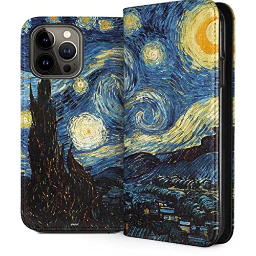 Skinit Premium Folio Phone Case for iPhone 13 Pro Max - Van Gogh The Starry Night Blue Art Design | Protective Cover with Card Slots | Perfect for Travel, Work & Everyday Use